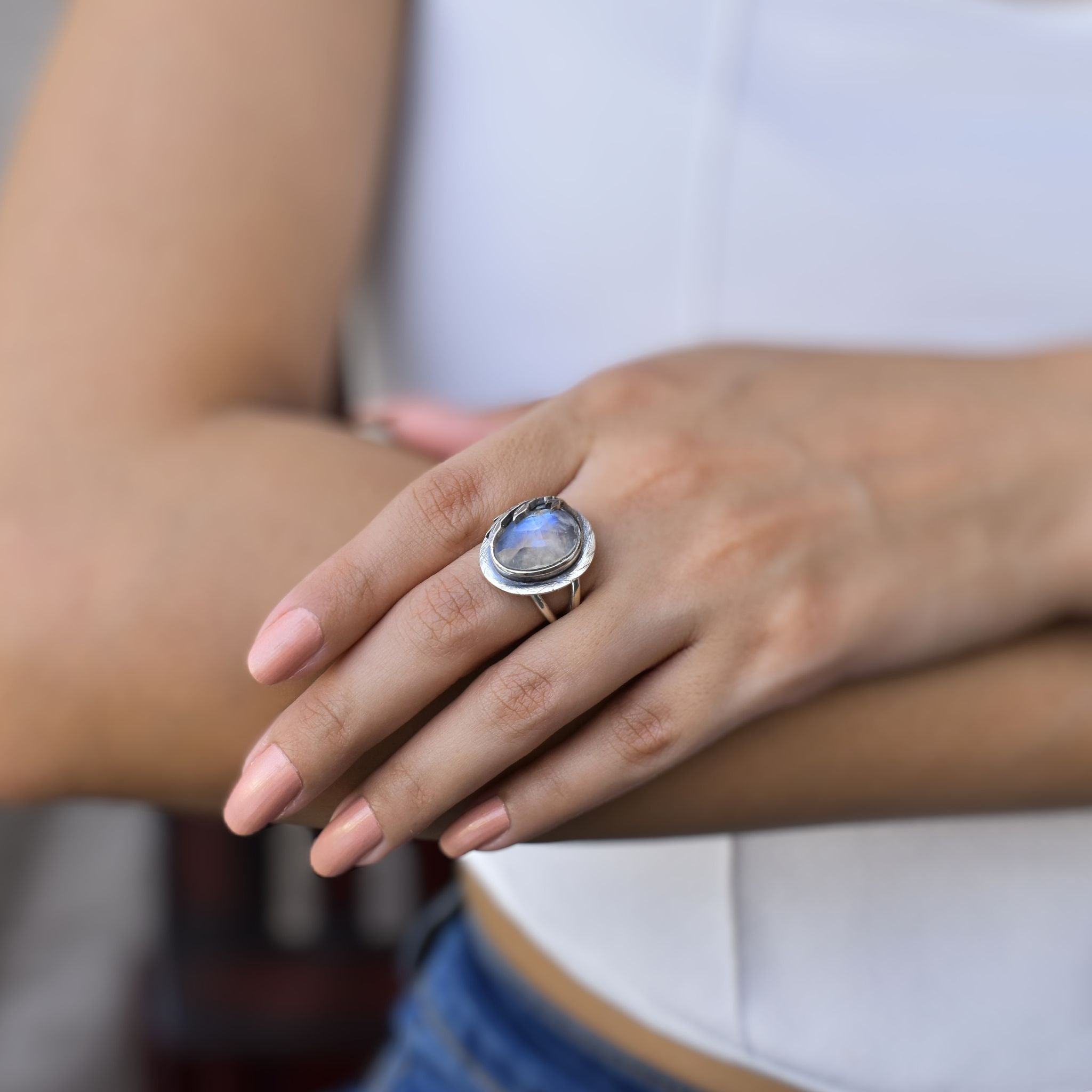 Celestial Leaf - Moonstone Ring