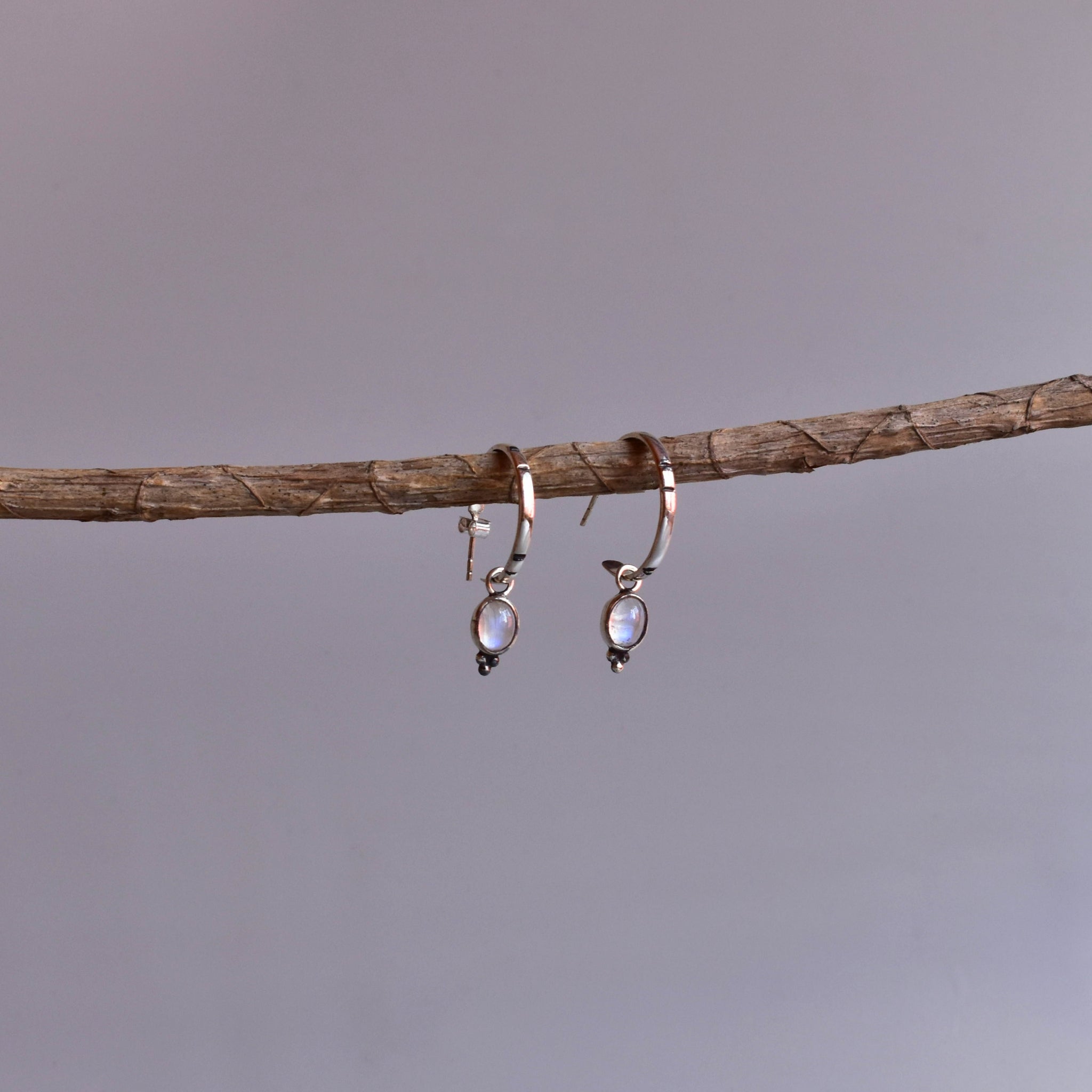 Boho Crescent - Moonstone Hoop Earrings