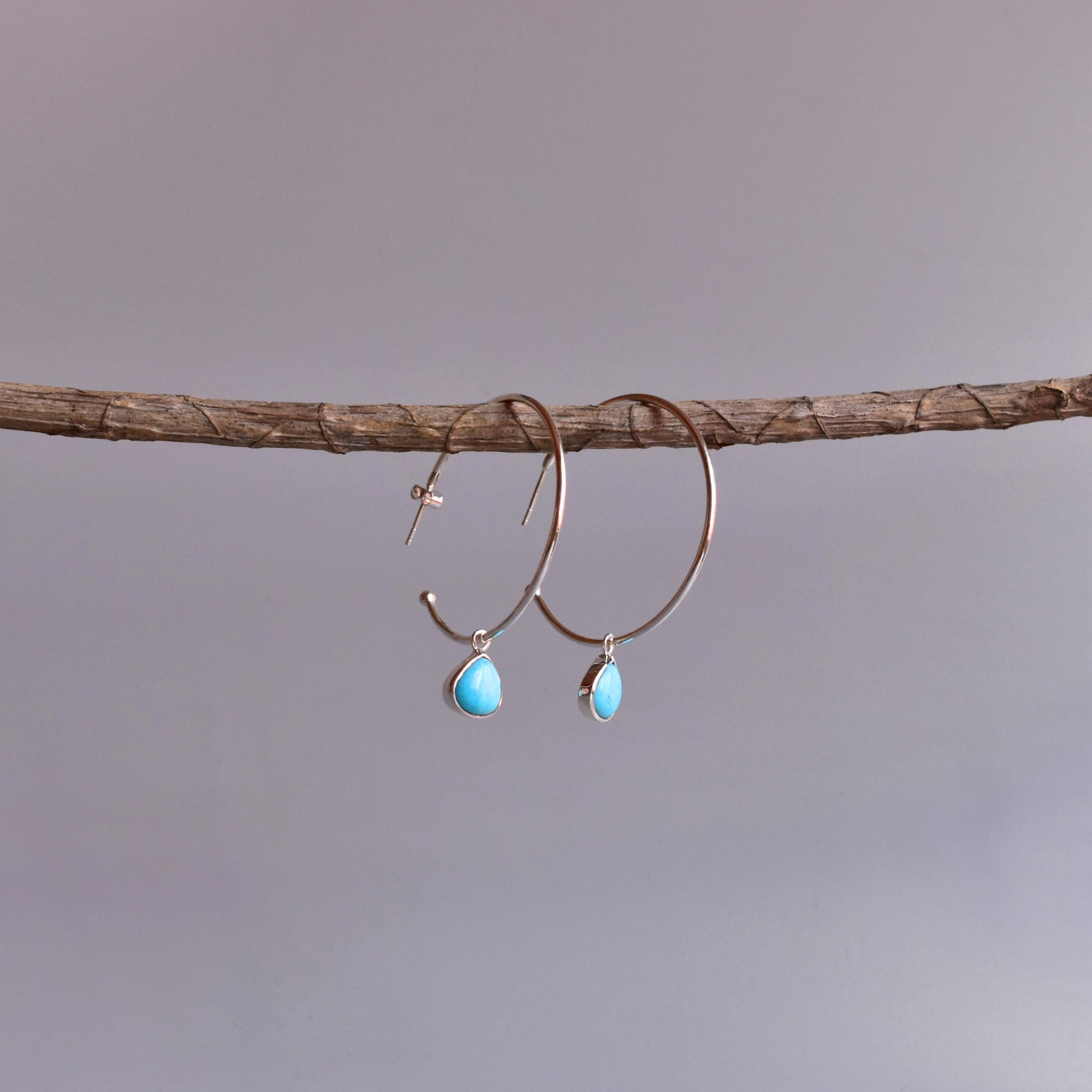Heart - Turquoise Hoop Earrings