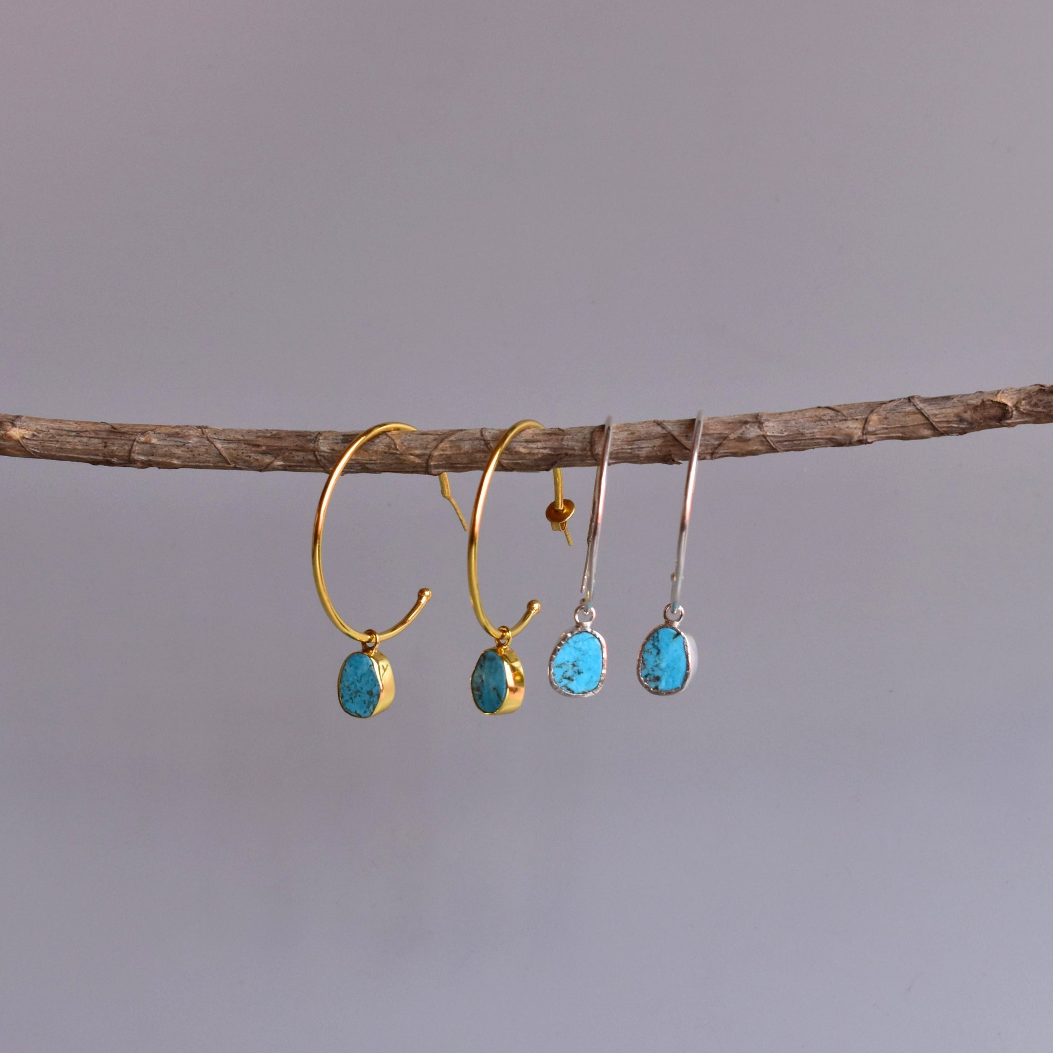 Gypsy Earth - Turquoise Hoop Earrings