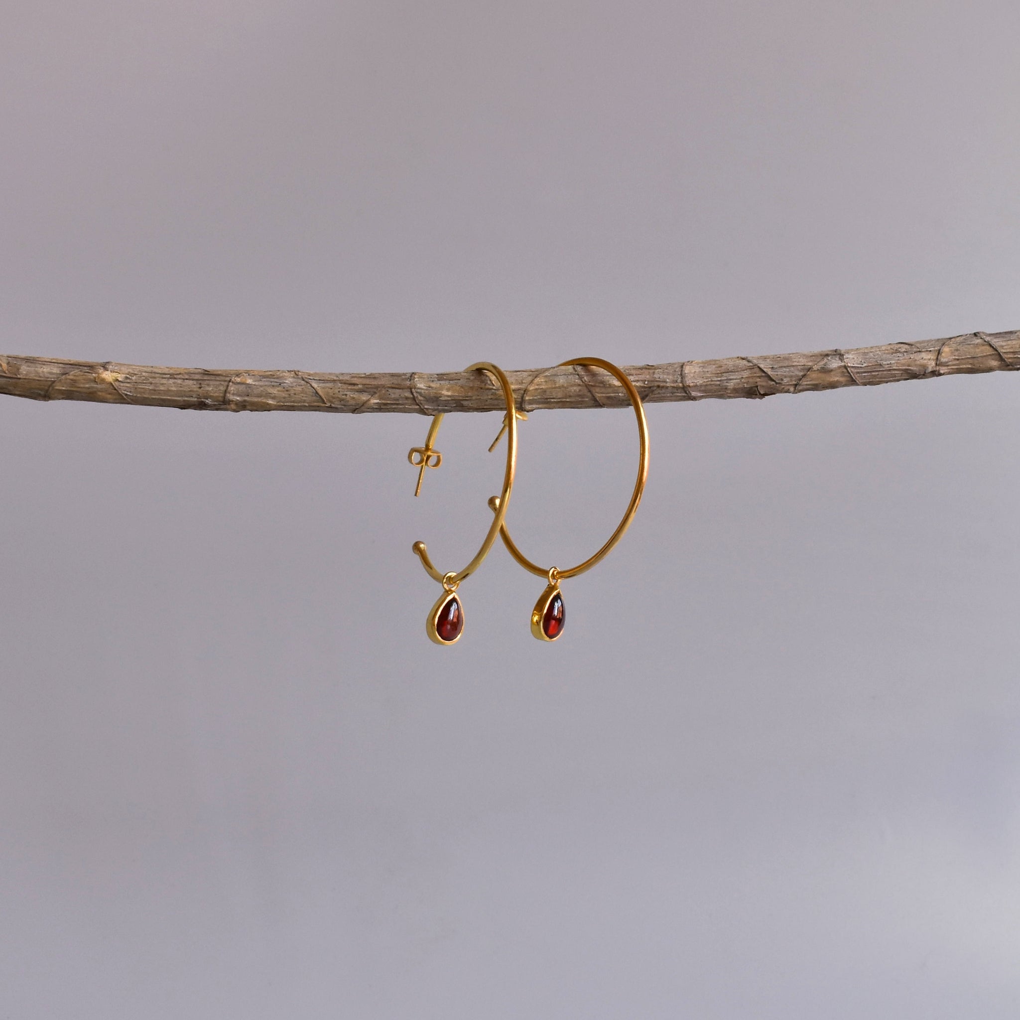 Canyon - Garnet Hoop Earrings