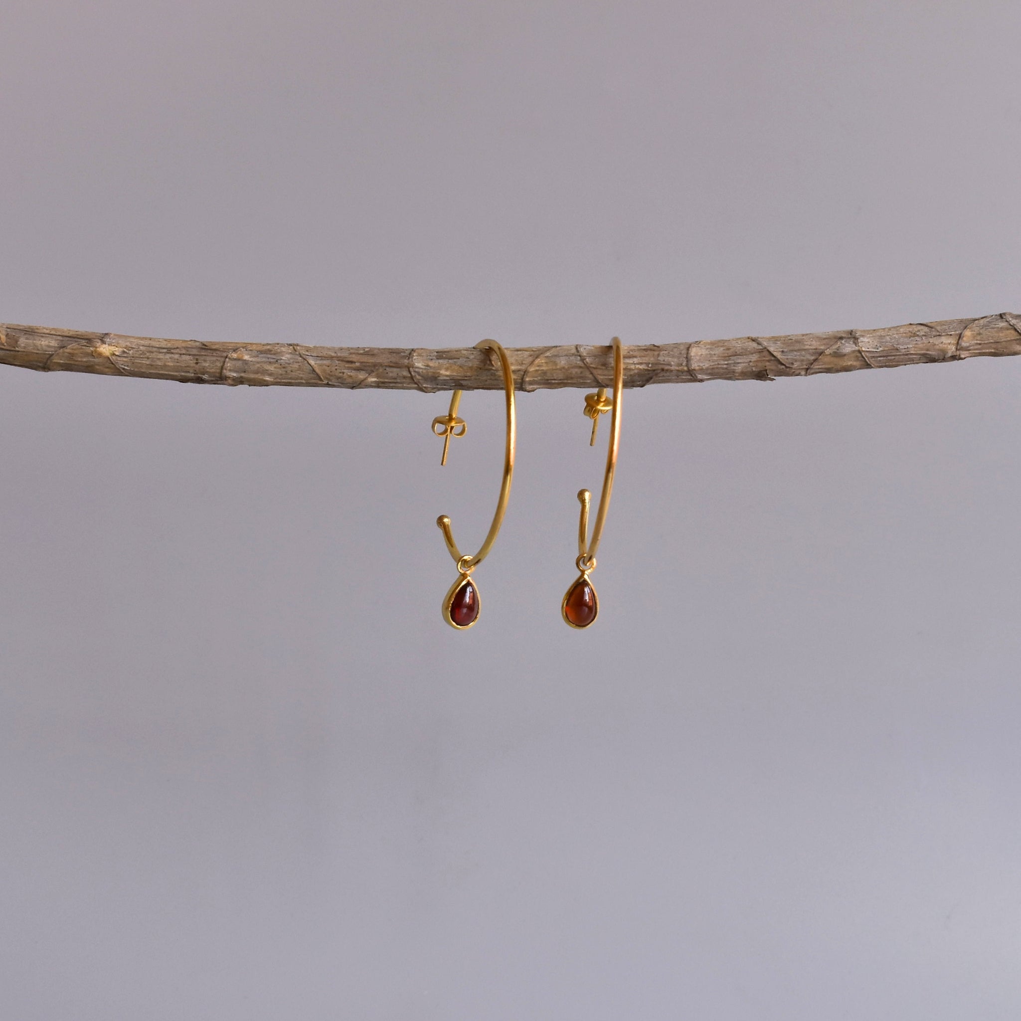 Canyon - Garnet Hoop Earrings