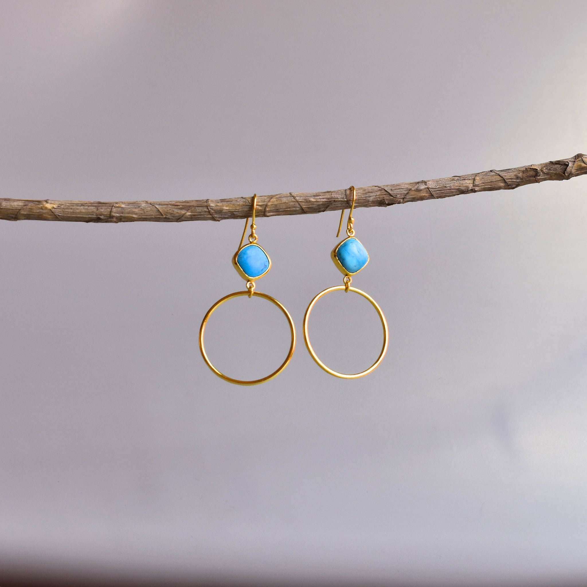Gaia - Turquoise Hoop Earrings