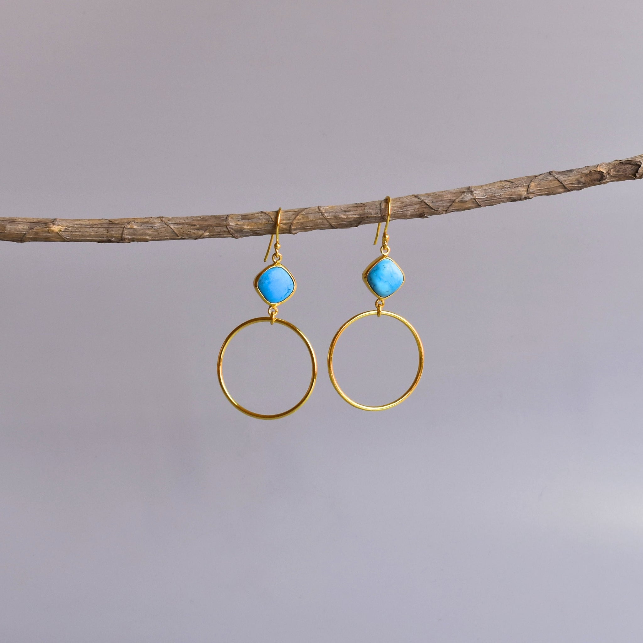 Gaia - Turquoise Hoop Earrings