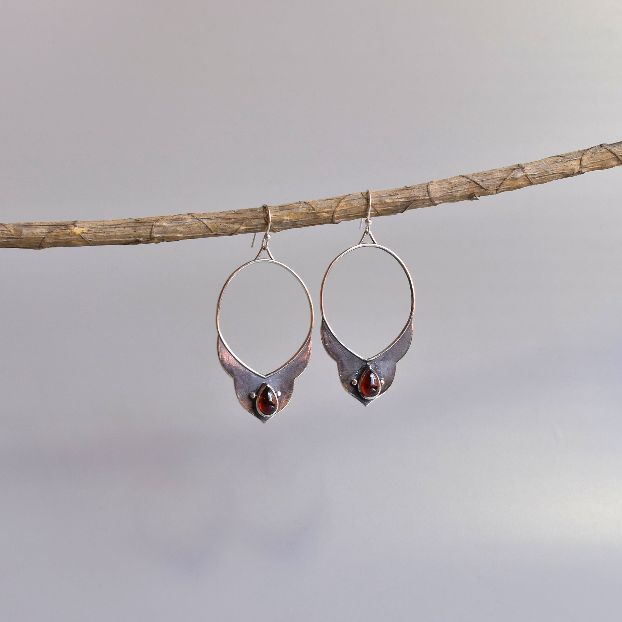 Nomad Horn - Garnet Earrings