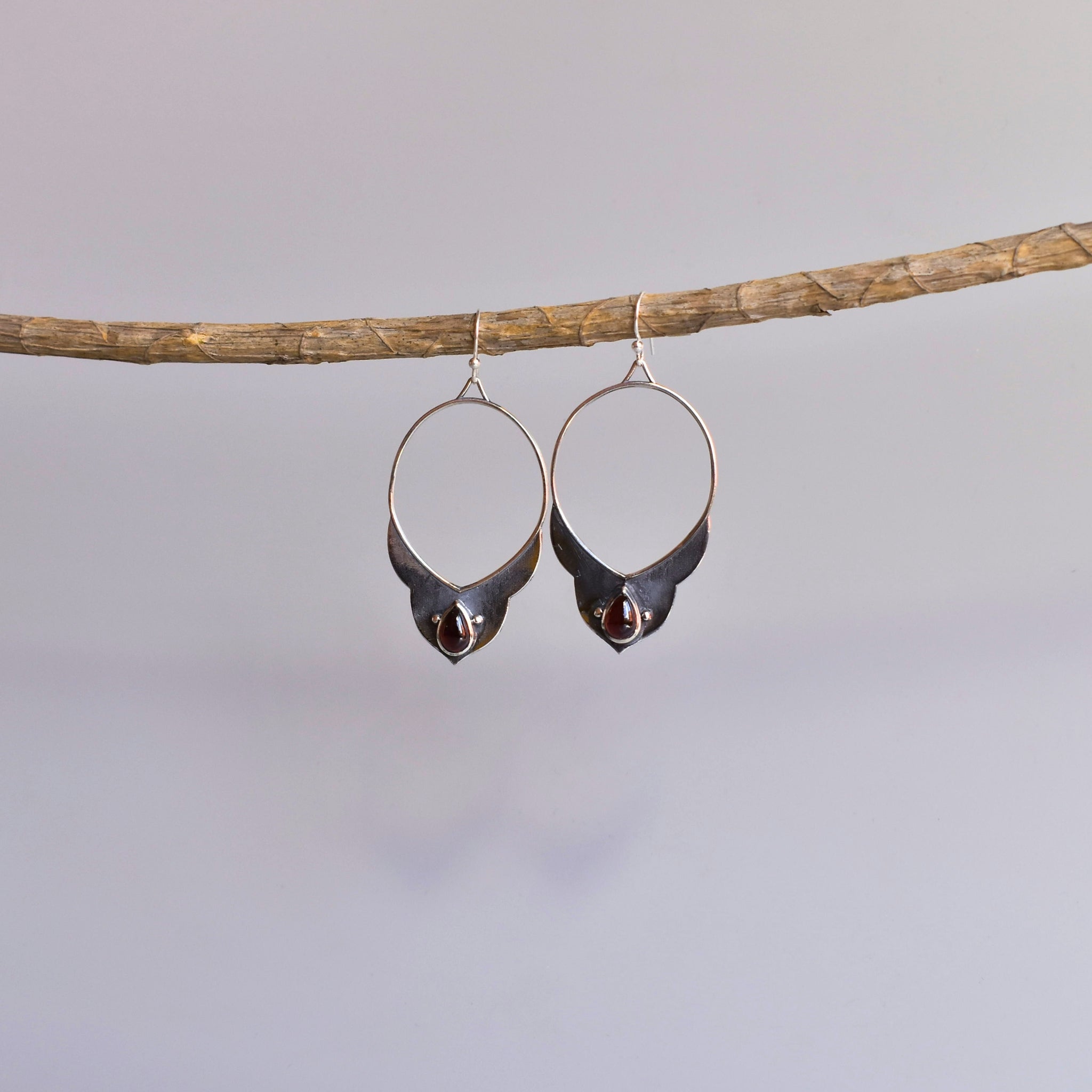Nomad Horn - Garnet Earrings
