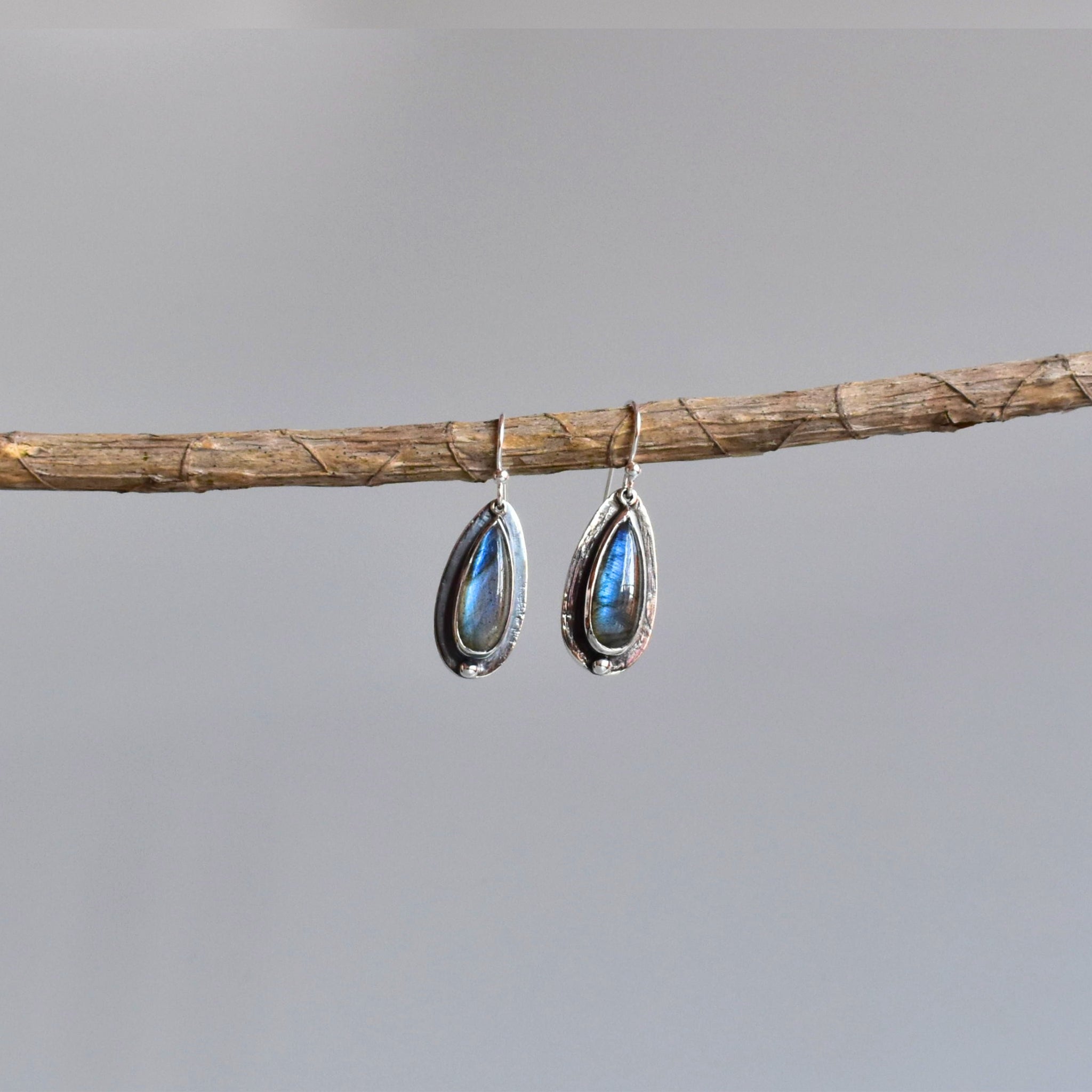 Shadowed Pears - Labradorite Earrings