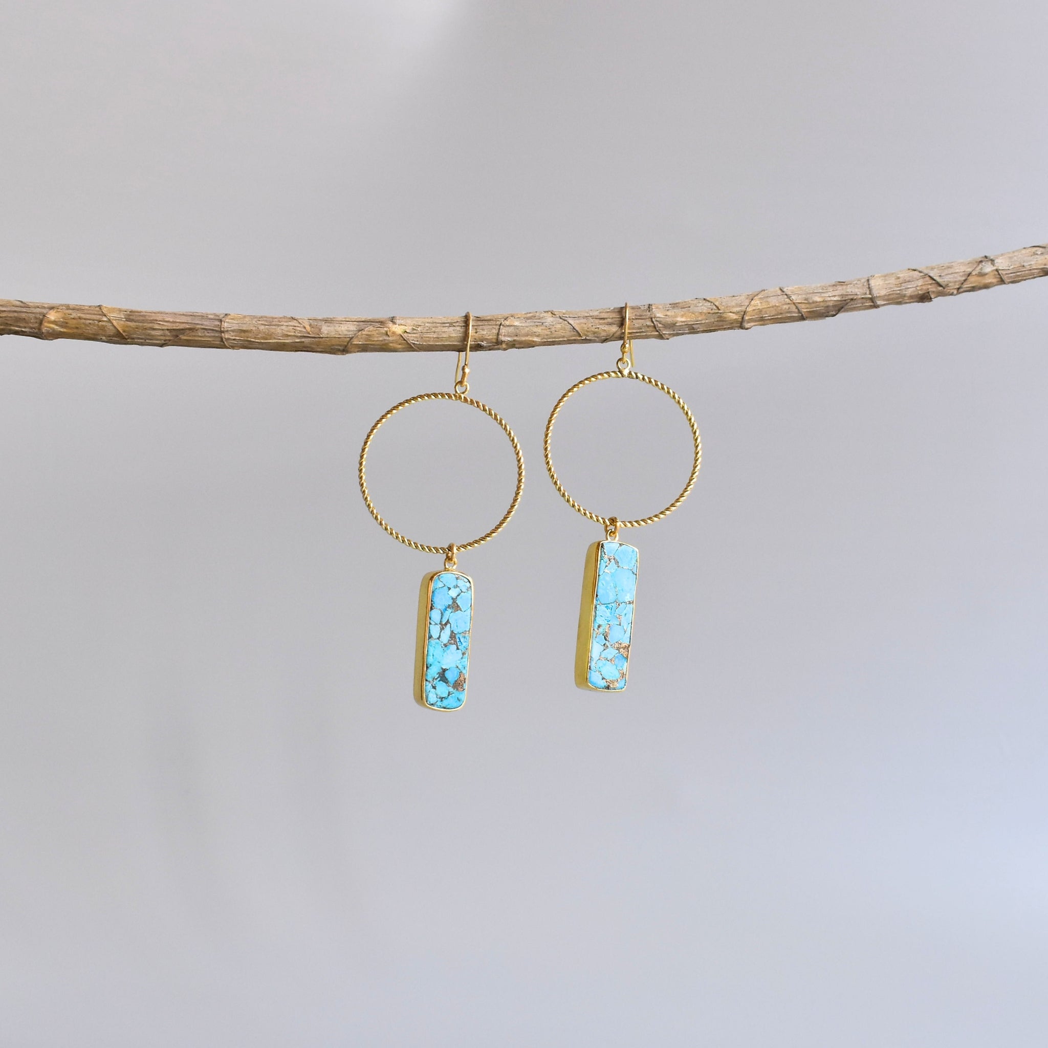 Artisan Bar - Copper Turquoise Earrings