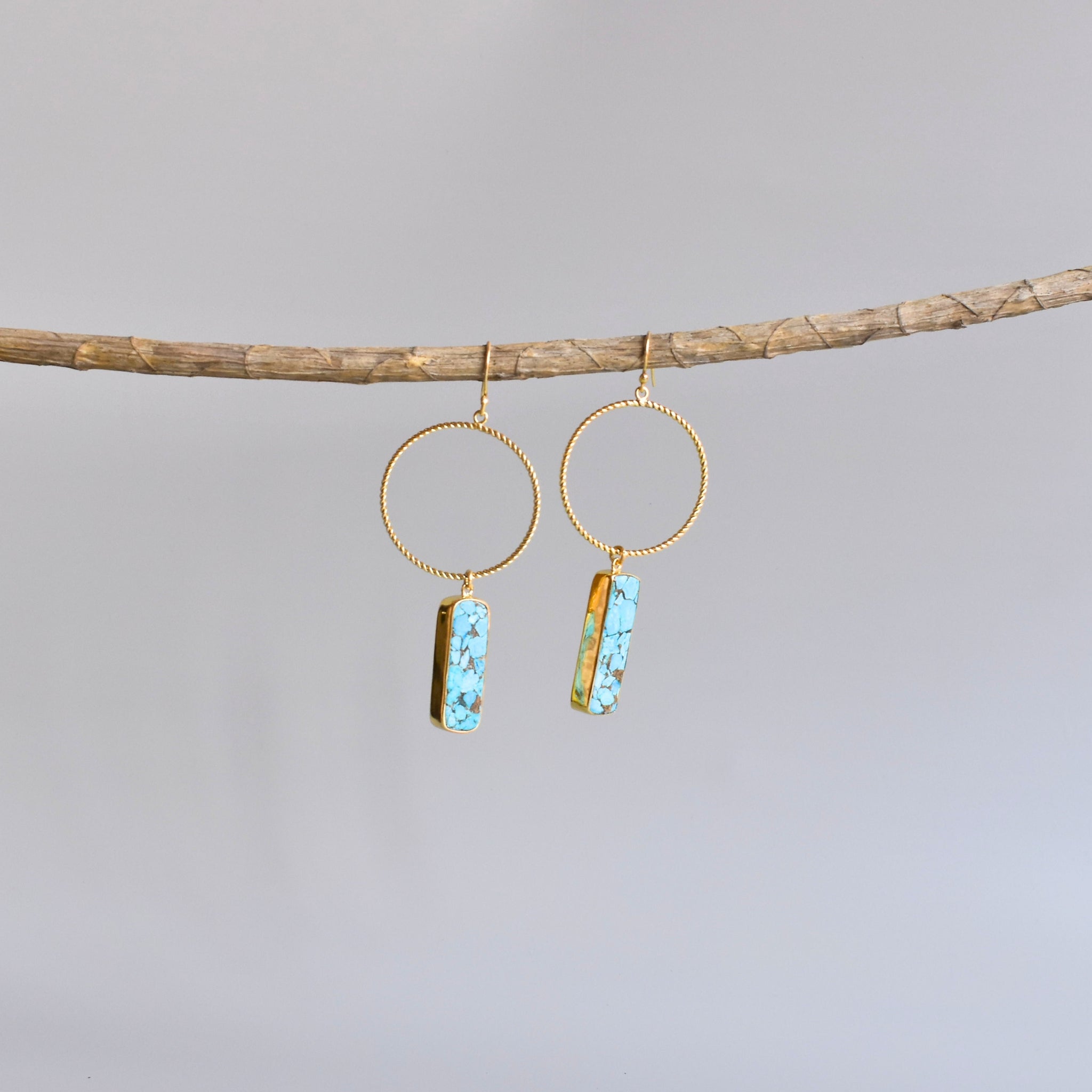Artisan Bar - Copper Turquoise Earrings