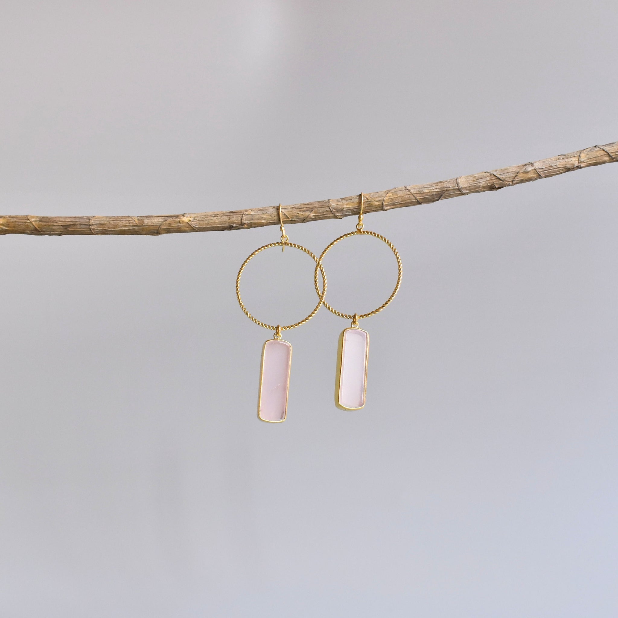 Artisan Bar - Rose Quartz Earrings