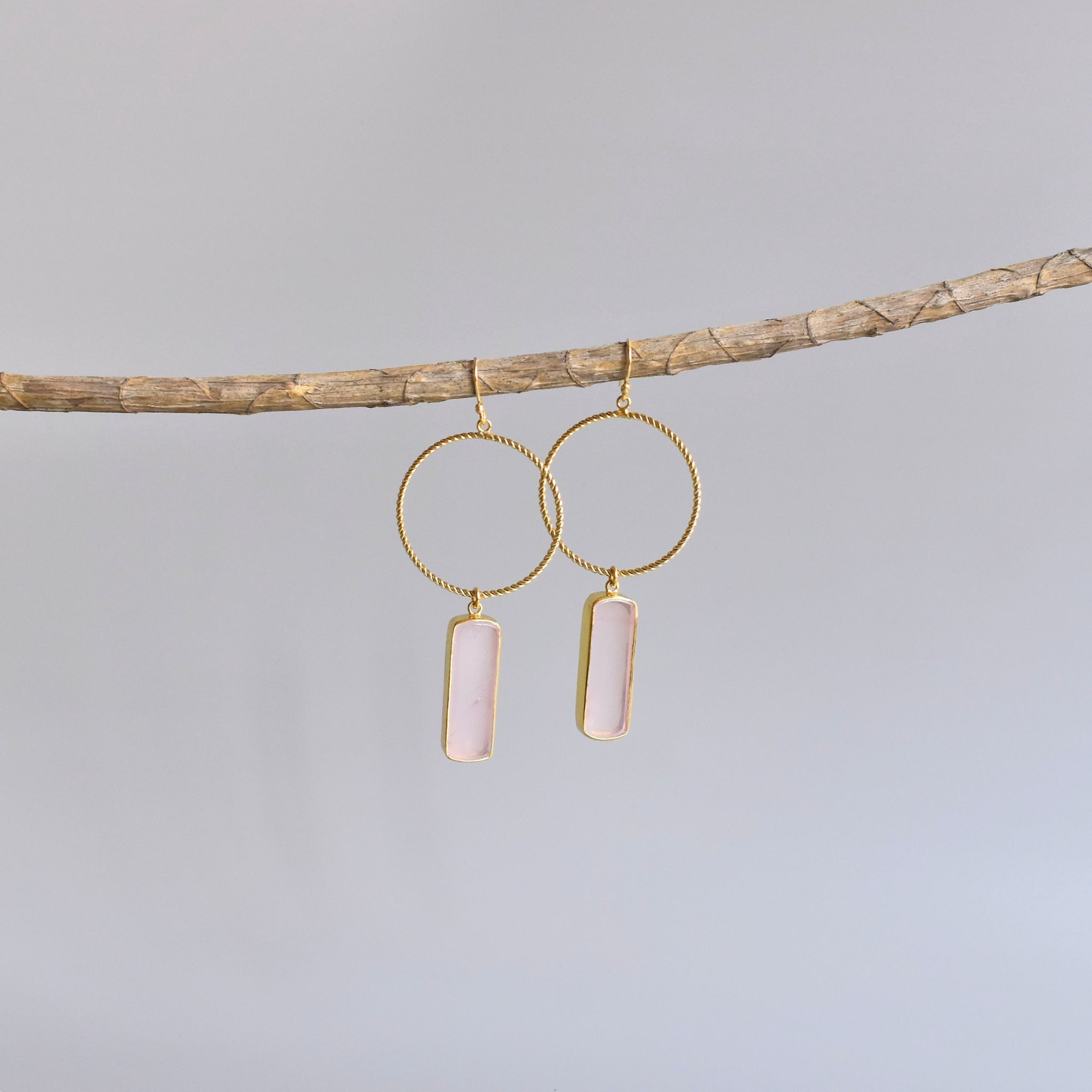 Artisan Bar - Rose Quartz Earrings