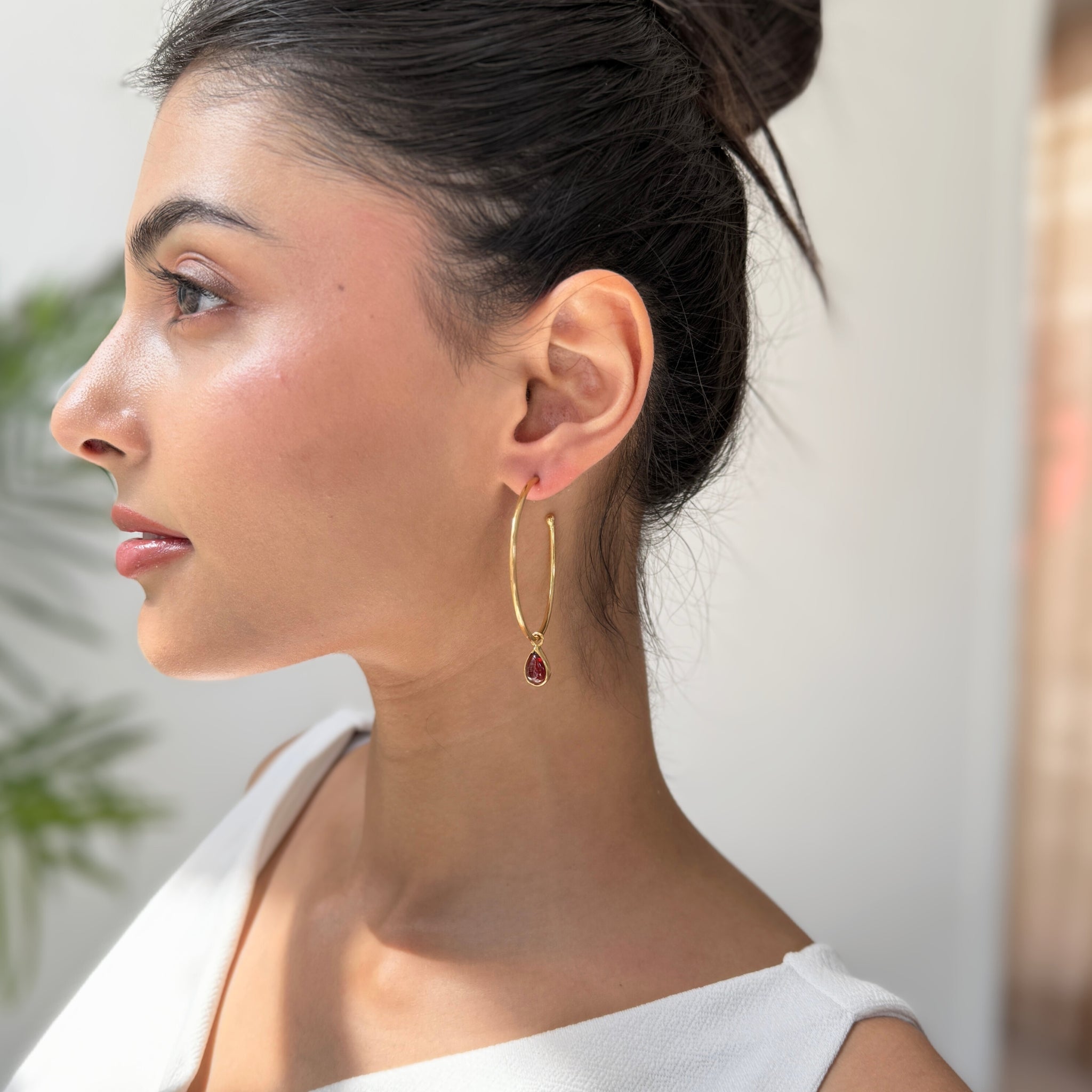 Canyon - Garnet Hoop Earrings