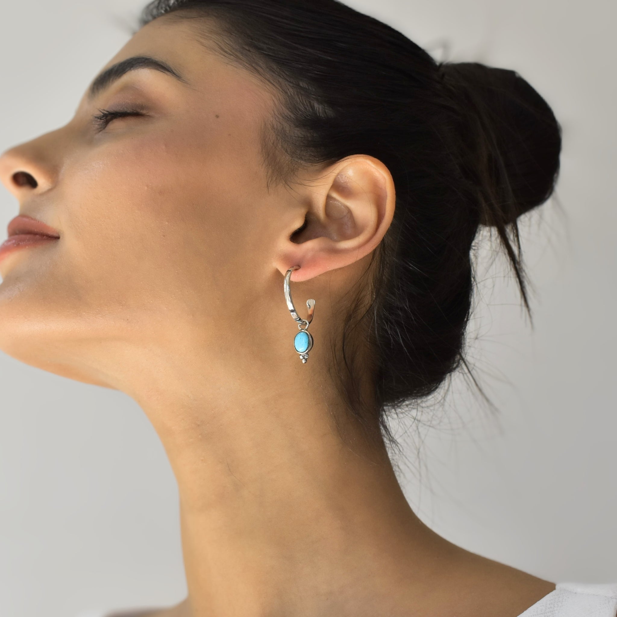 Boho Crescent - Turquoise Hoop Earrings