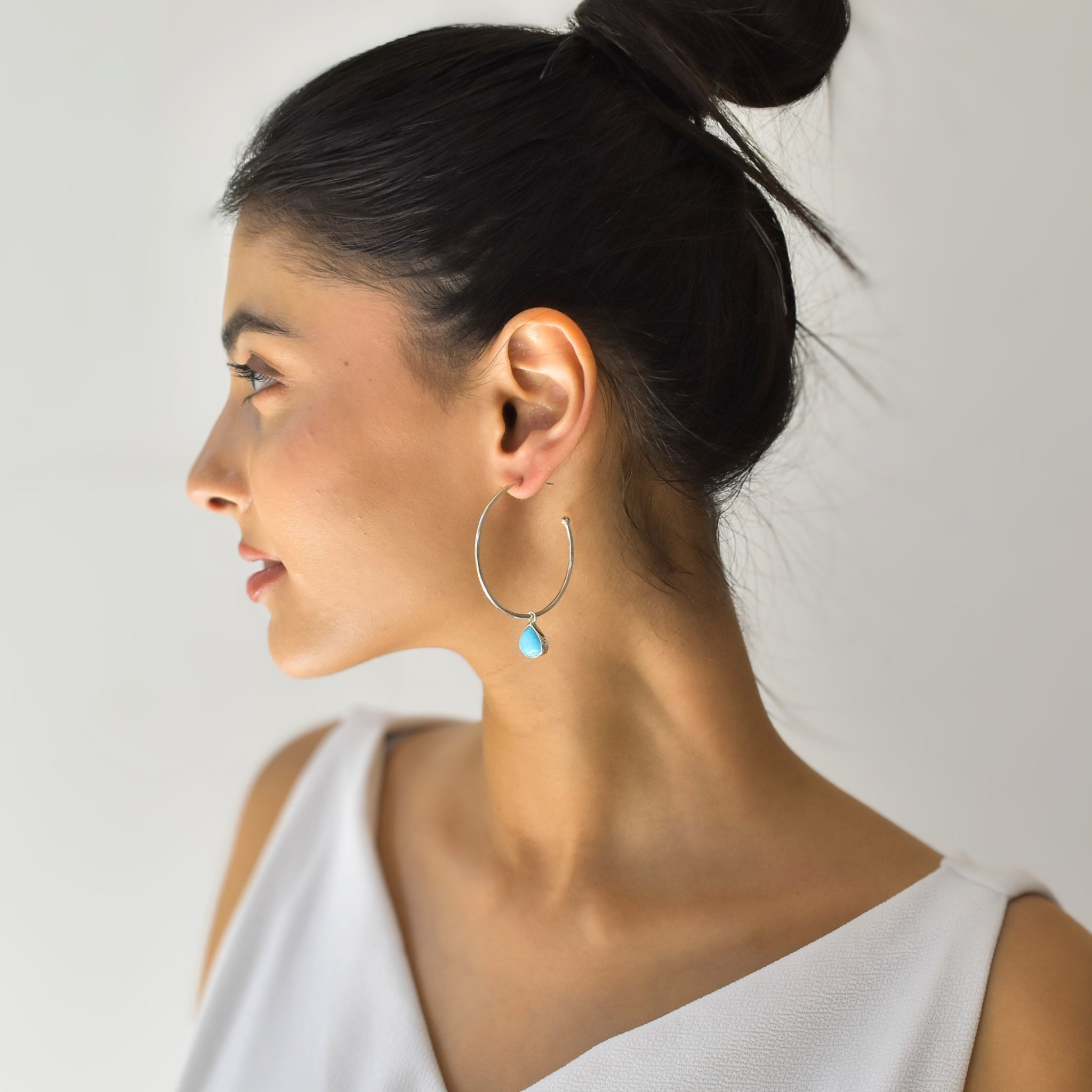 Heart - Turquoise Hoop Earrings