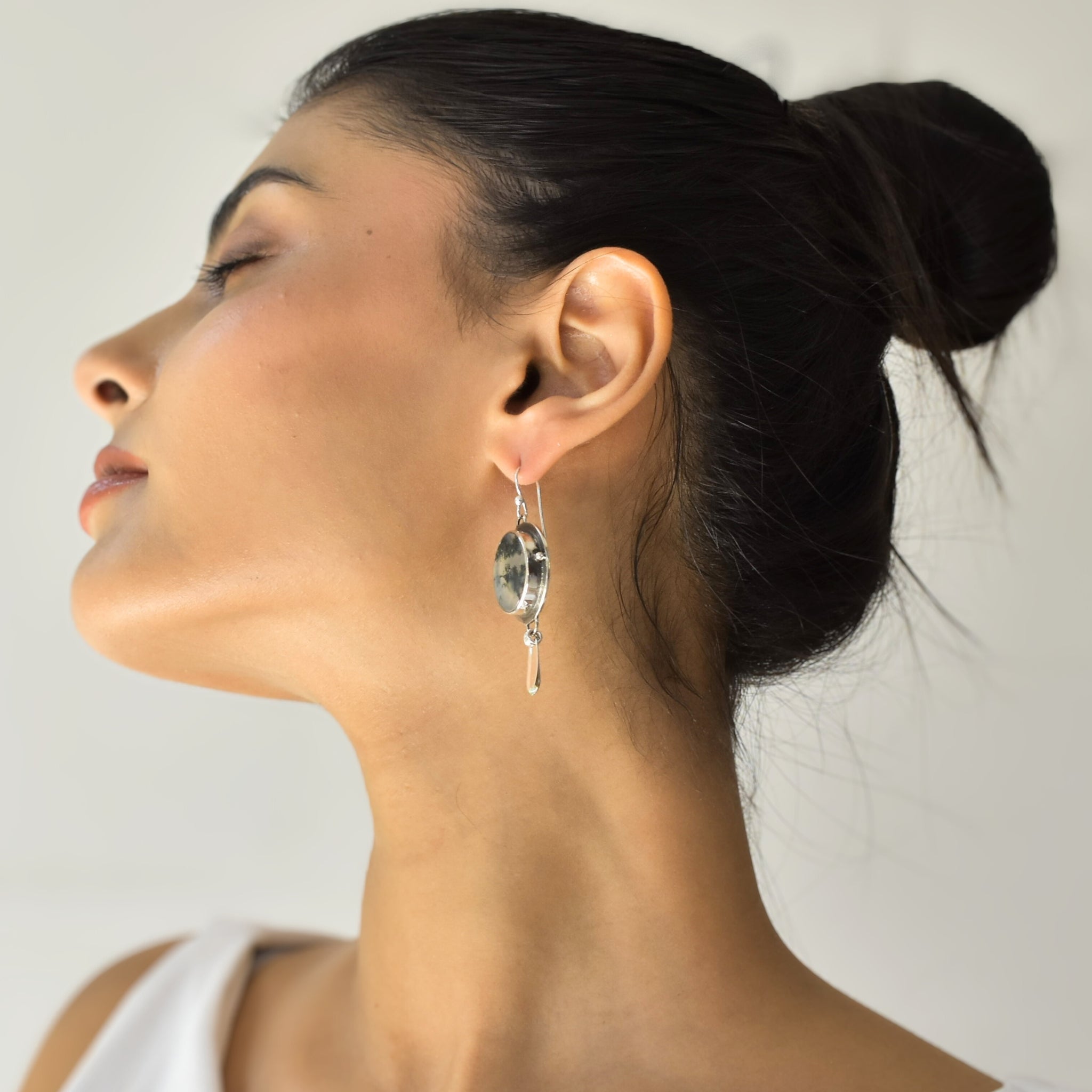 Heritage Discs - Moss Agate Earrings