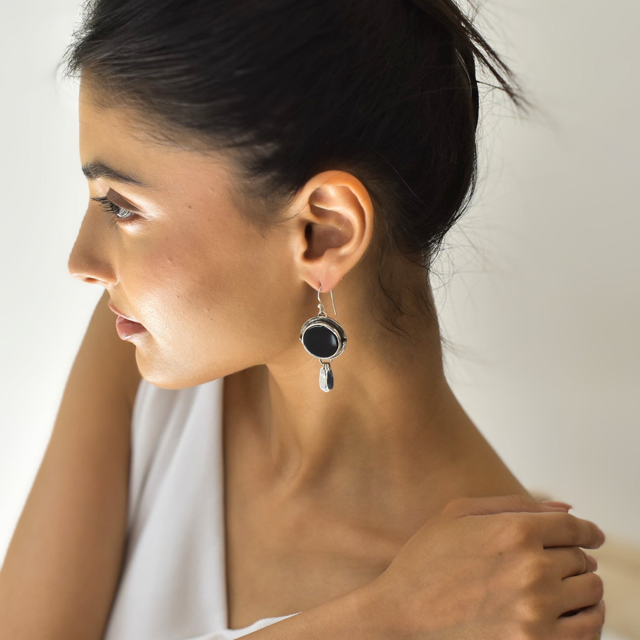 Heritage Discs - Black Onyx Earrings