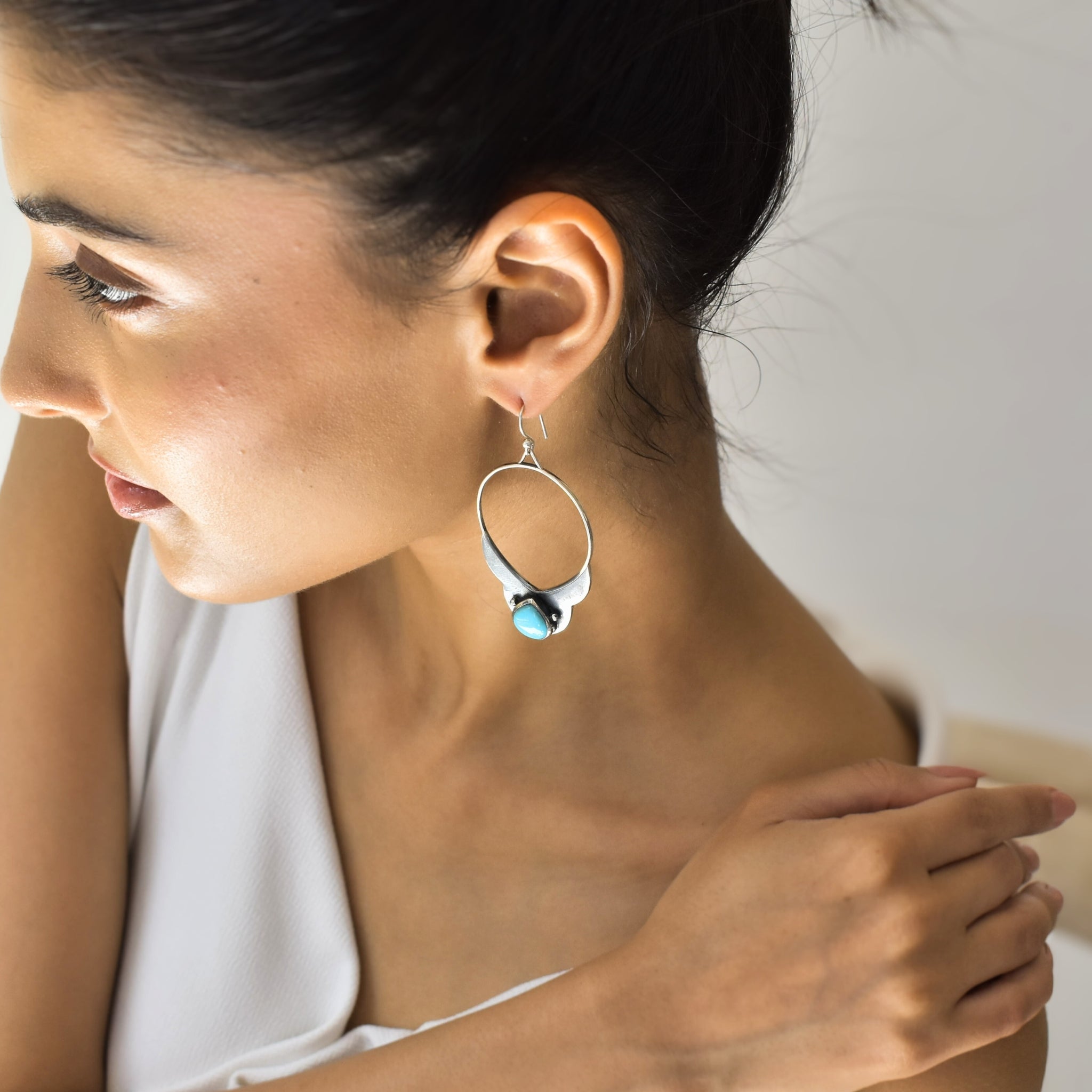 Nomad Horn - Turquoise Earrings