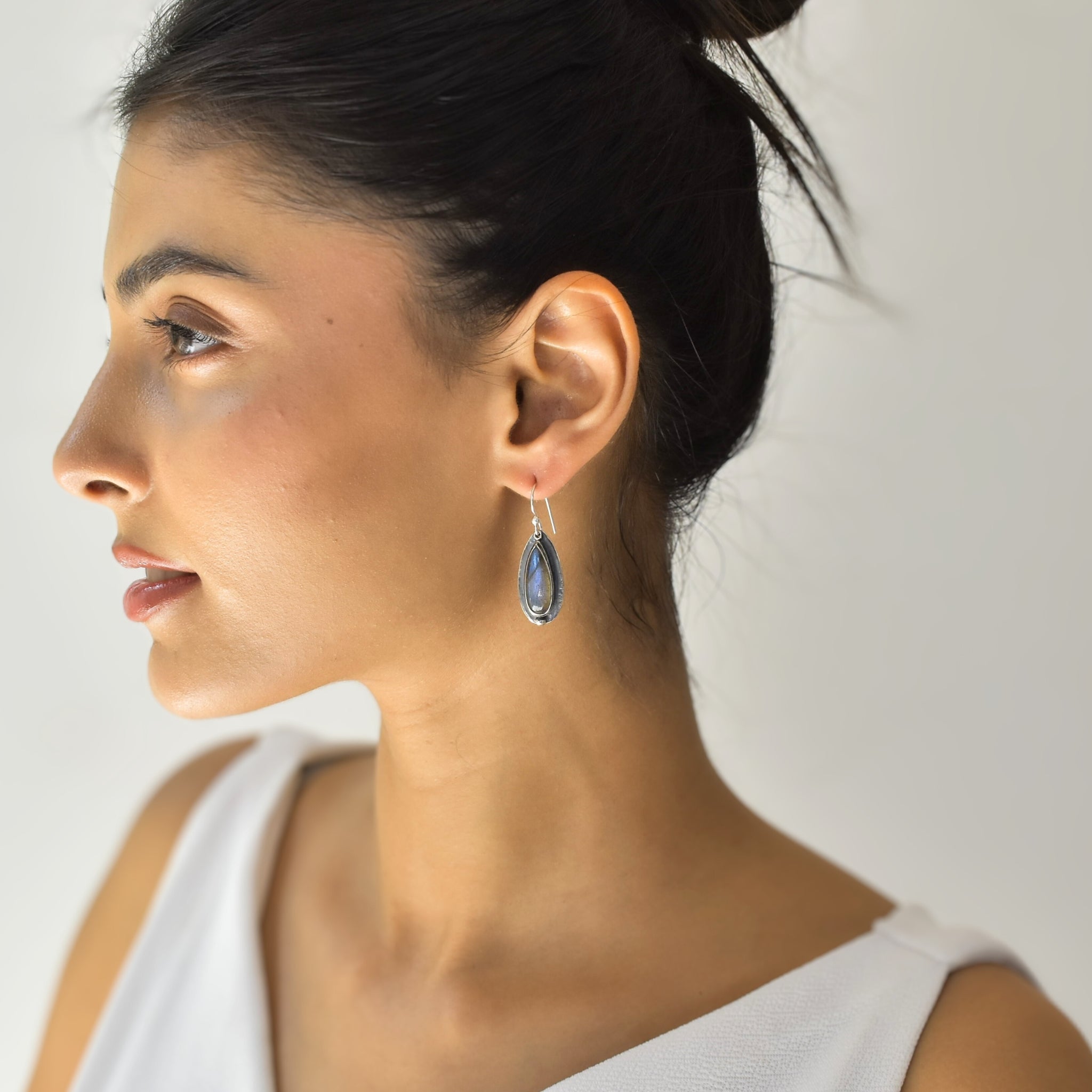 Shadowed Pears - Labradorite Earrings