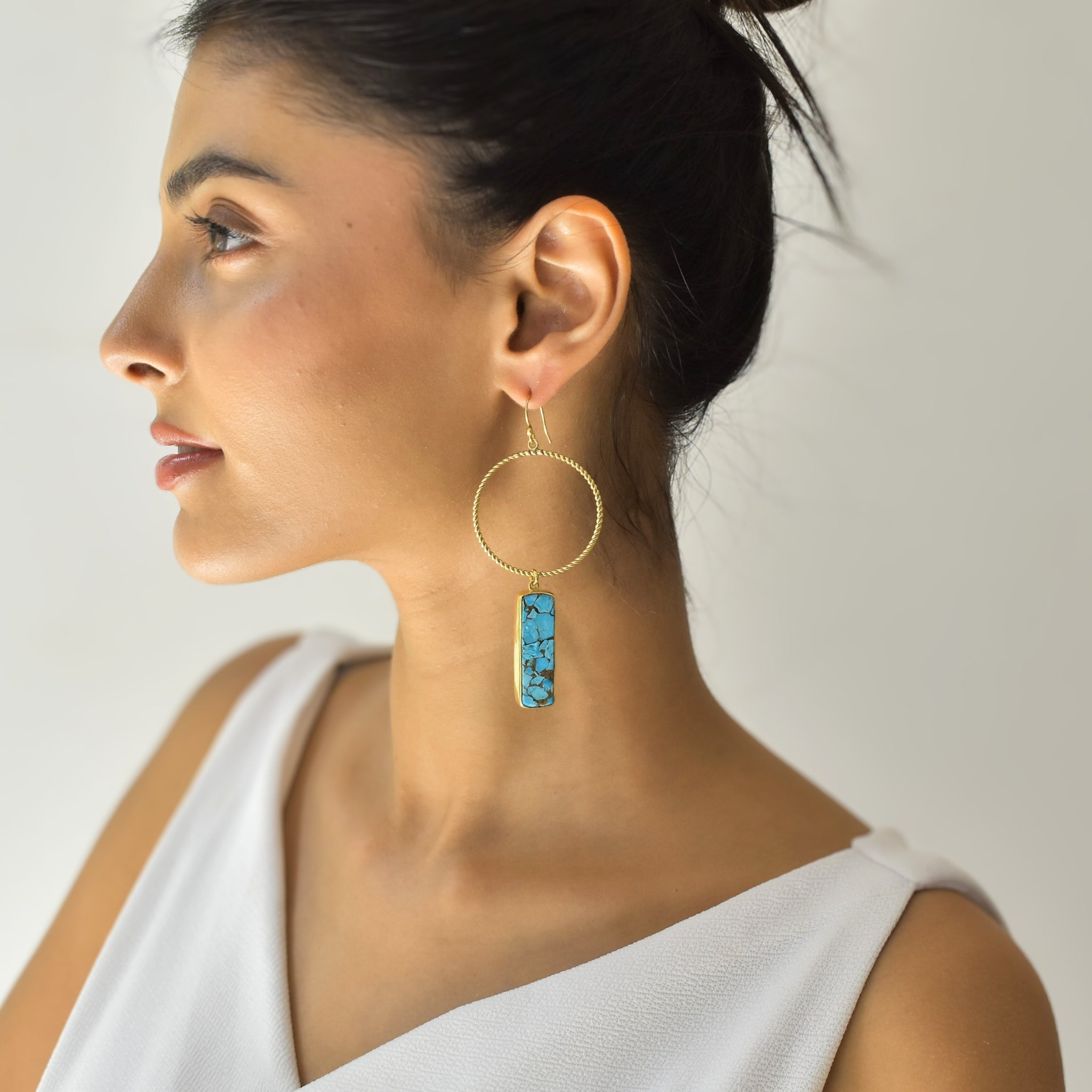 Artisan Bar - Copper Turquoise Earrings