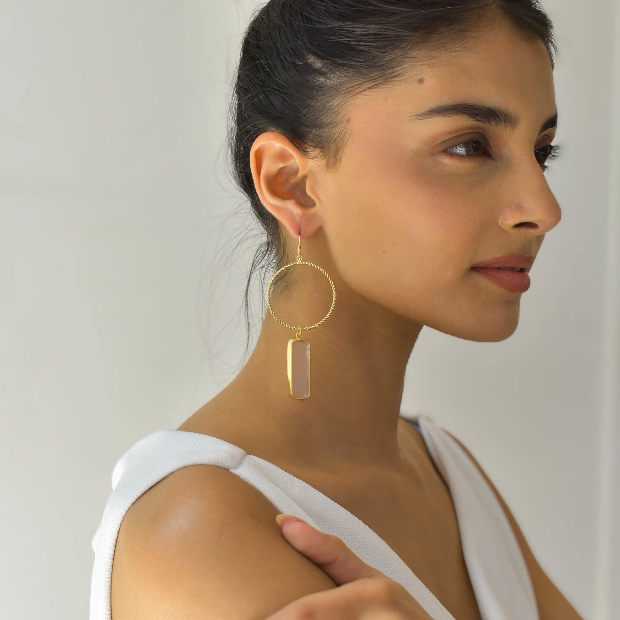 Artisan Bar - Rose Quartz Earrings