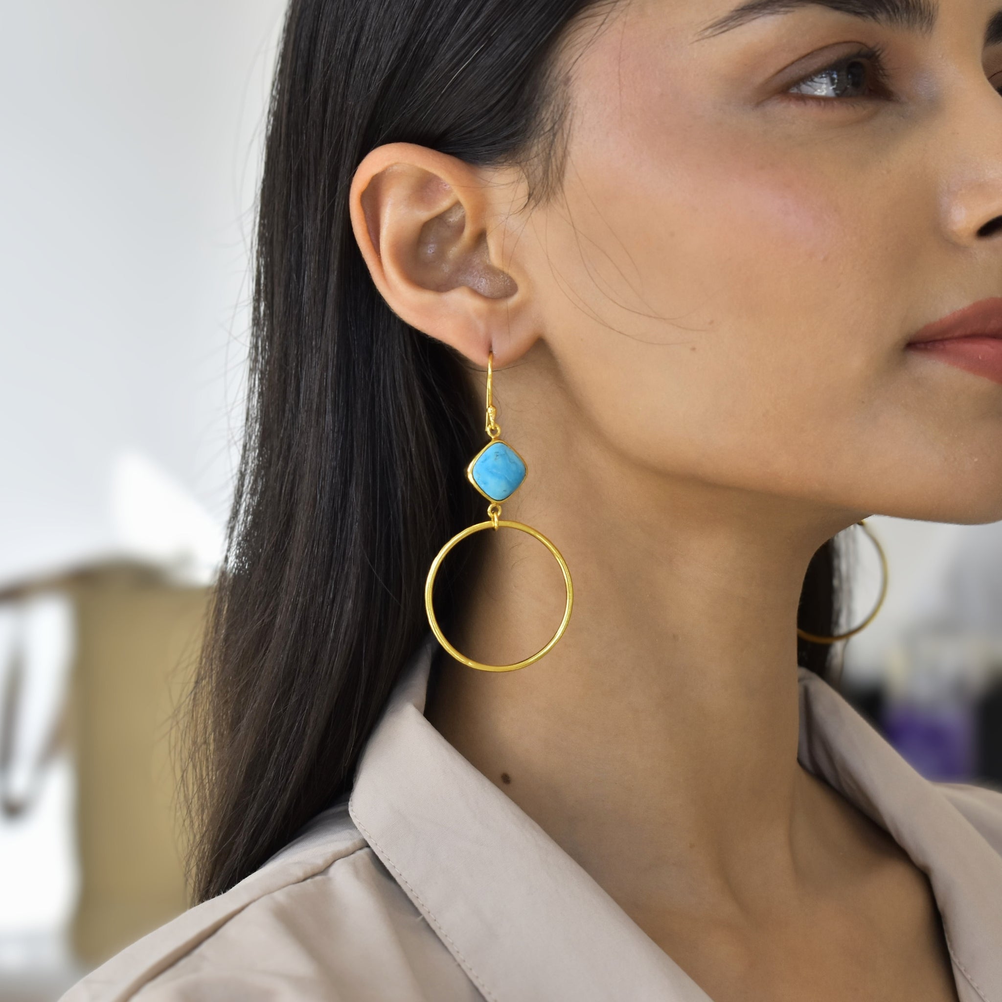 Gaia - Turquoise Hoop Earrings