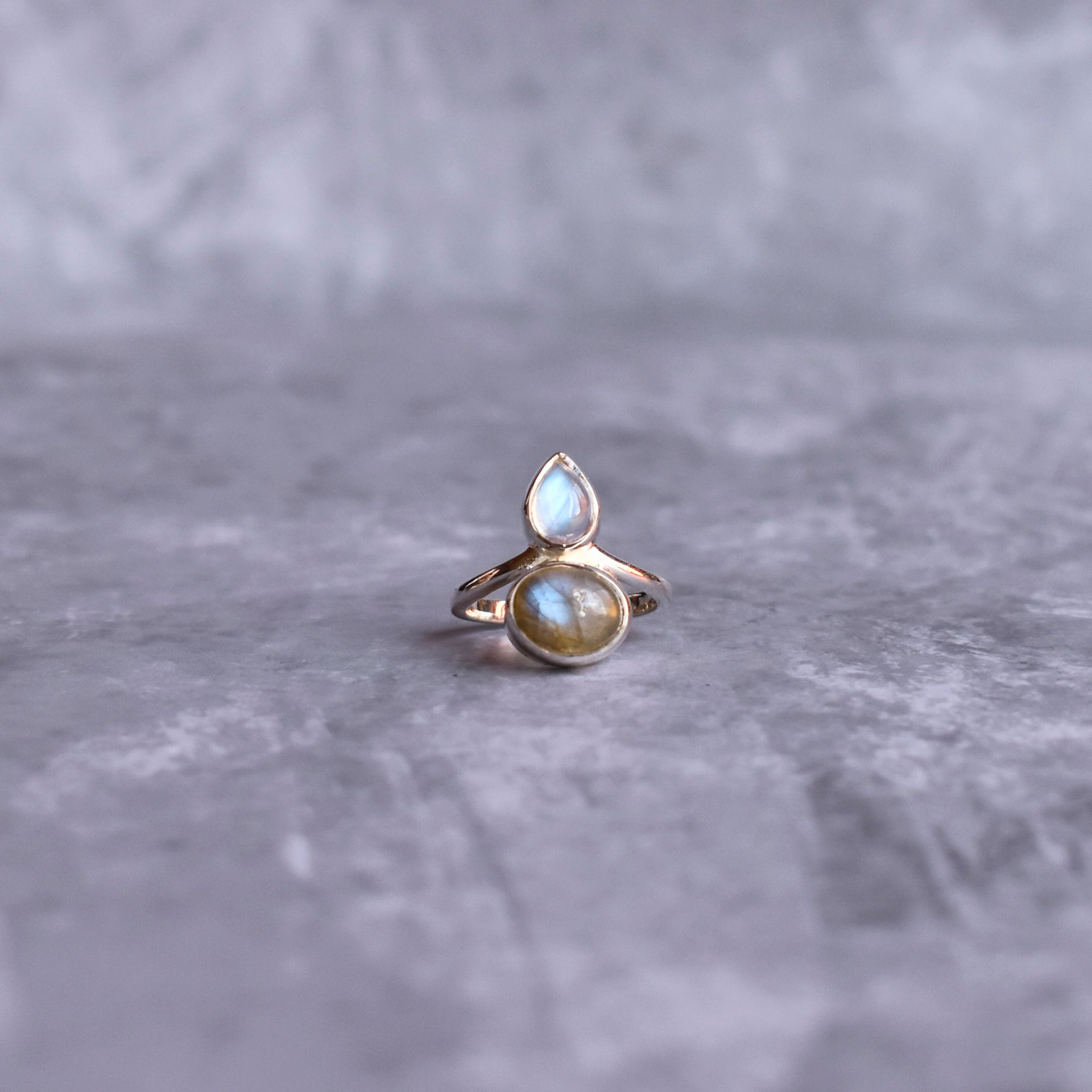 Celeste Crown - Moonstone & Labradorite Ring
