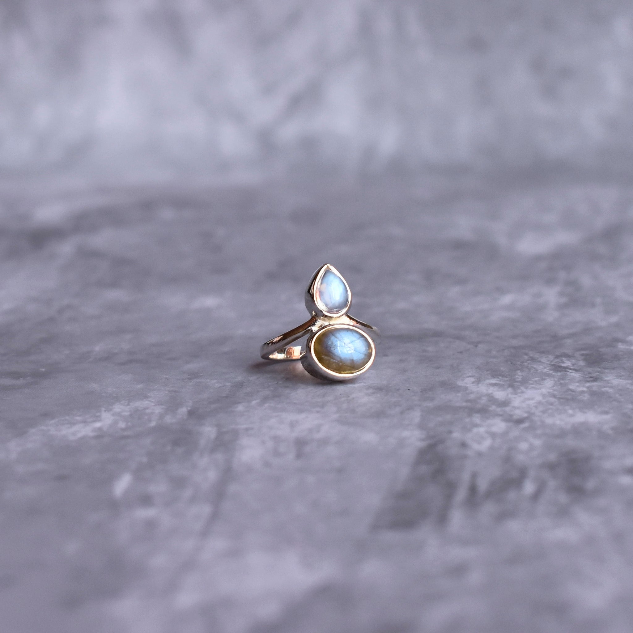 Celeste Crown - Moonstone & Labradorite Ring