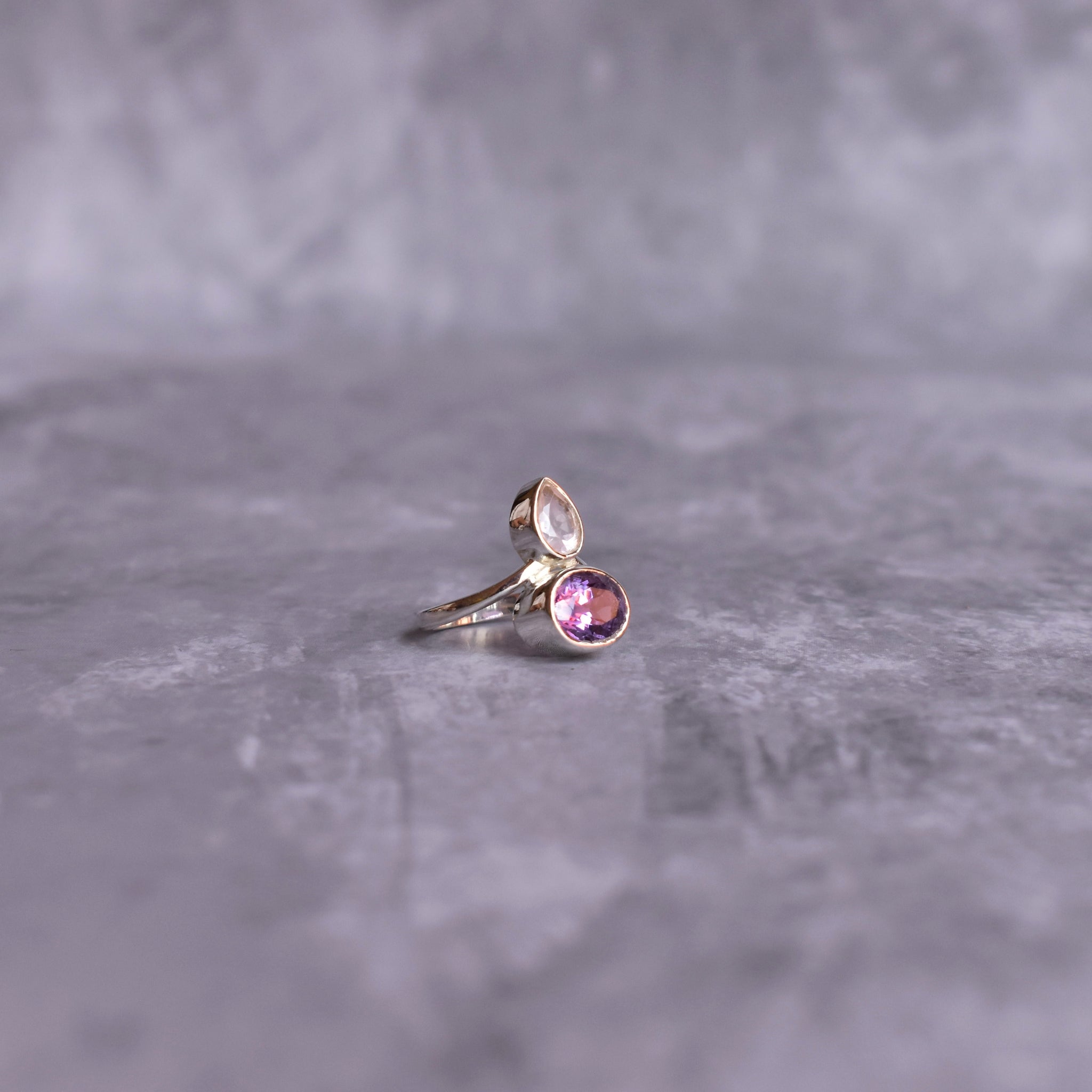 Celeste Crown - Rose Quartz & Amethyst Ring