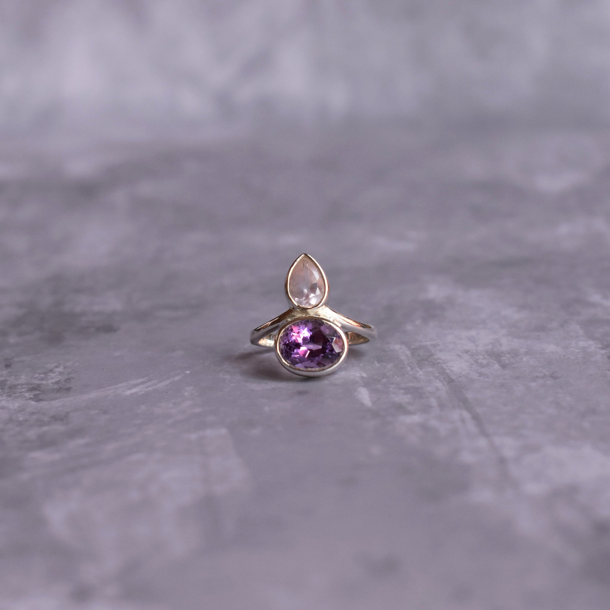 Celeste Crown - Rose Quartz & Amethyst Ring