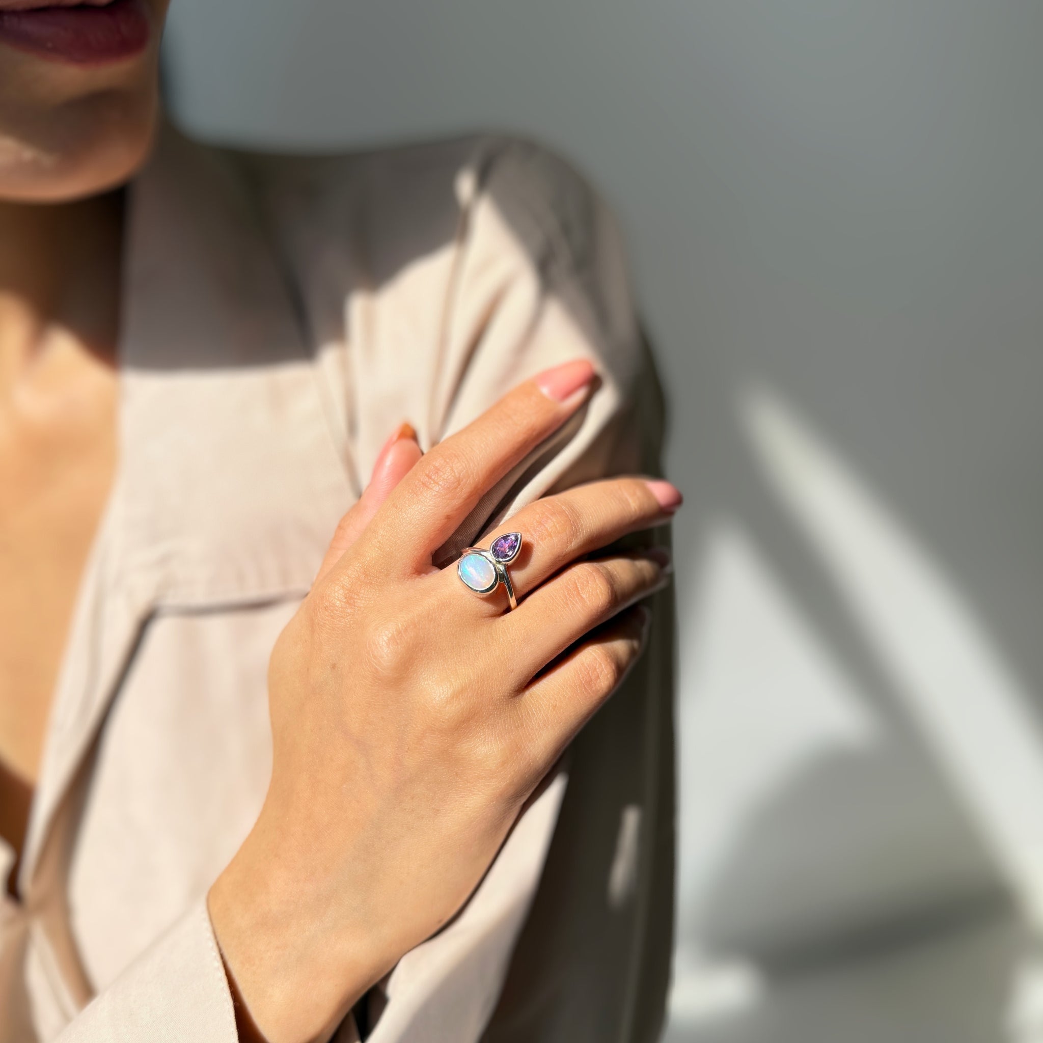 Celeste Crown - Opal and Amethyst Ring