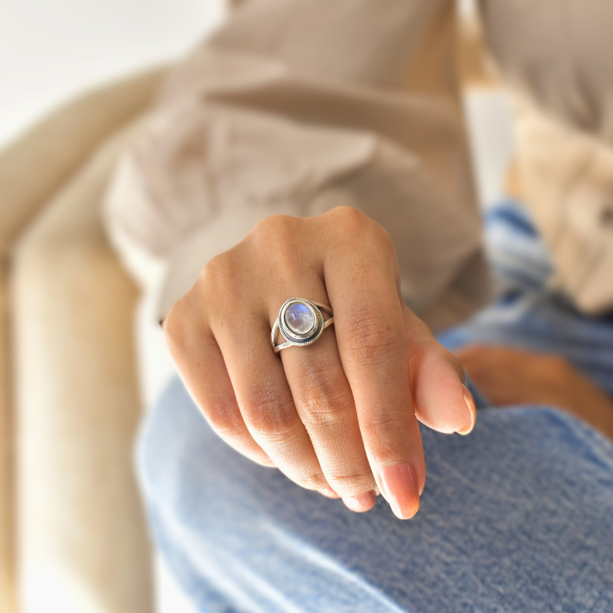 Dusk Light - Moonstone Ring