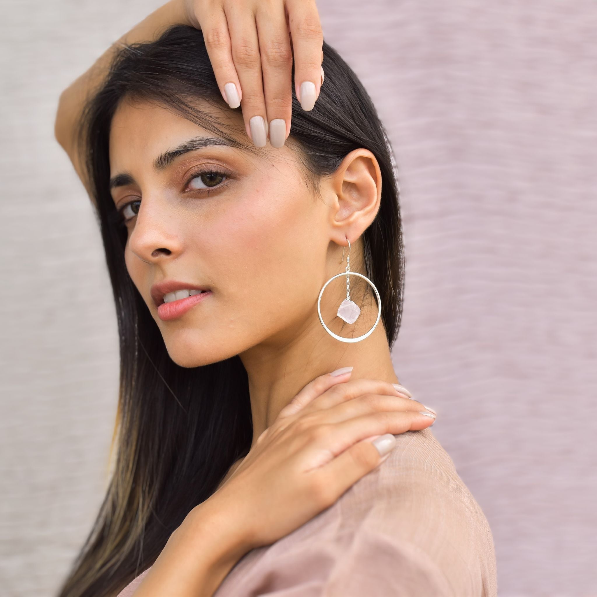 Geode - Rose Quartz Earrings