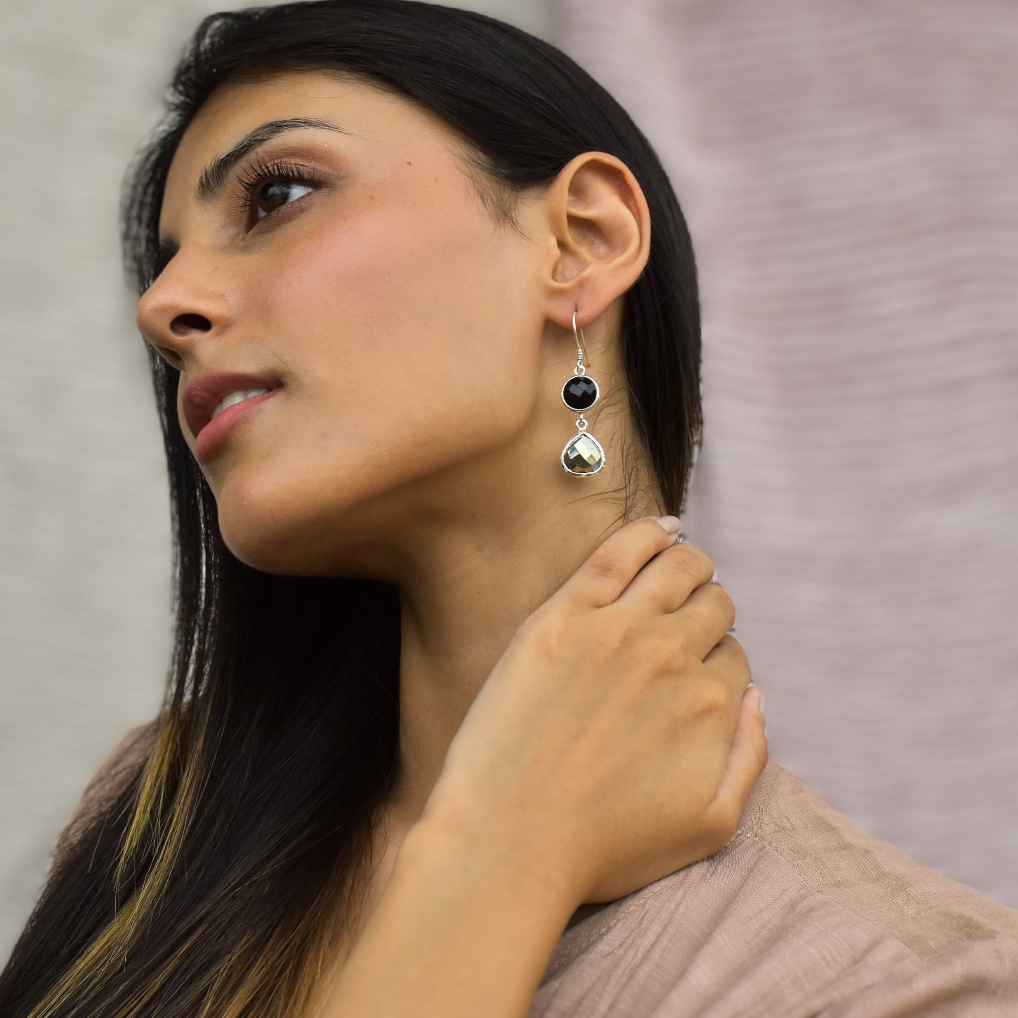 Richie Rich - Black Onyx & Pyrite Earrings