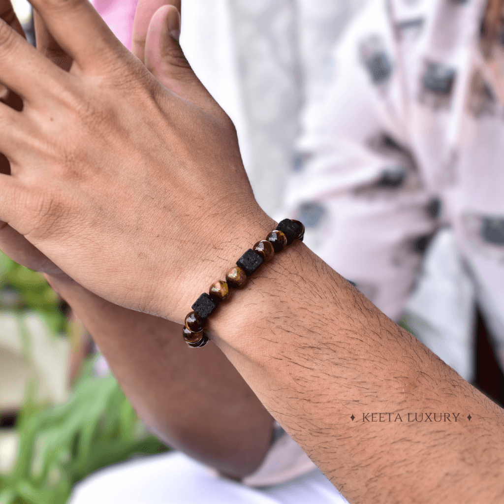 Tiger Eye and Lava Bracelet