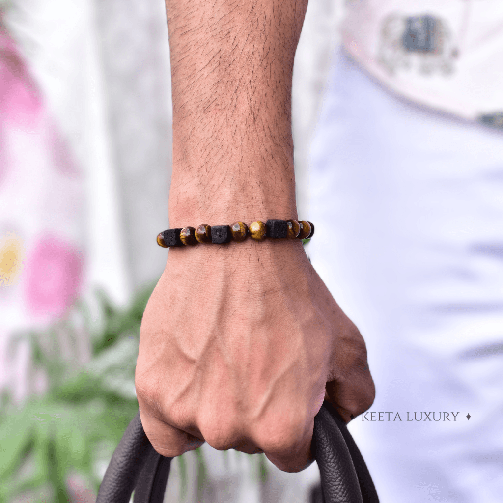 Tiger Eye and Lava Bracelet