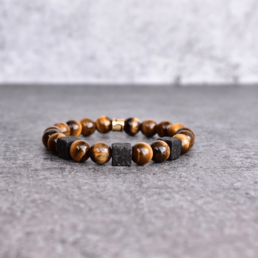 Tiger Eye and Lava Bracelet