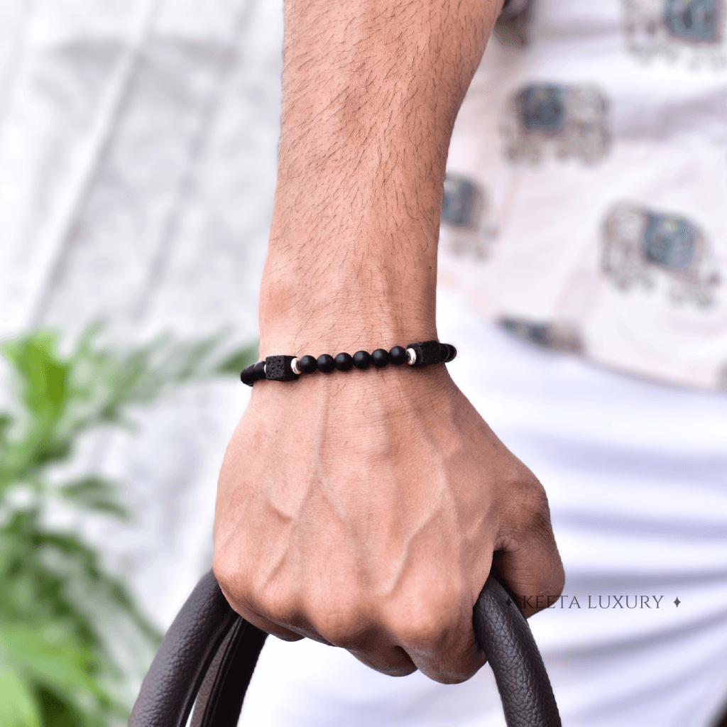 Onyx And Lava Bead Bracelet