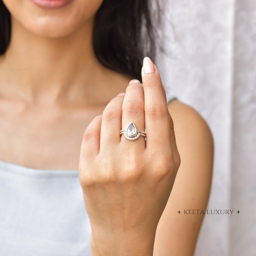 Rose Quartz Ring Set