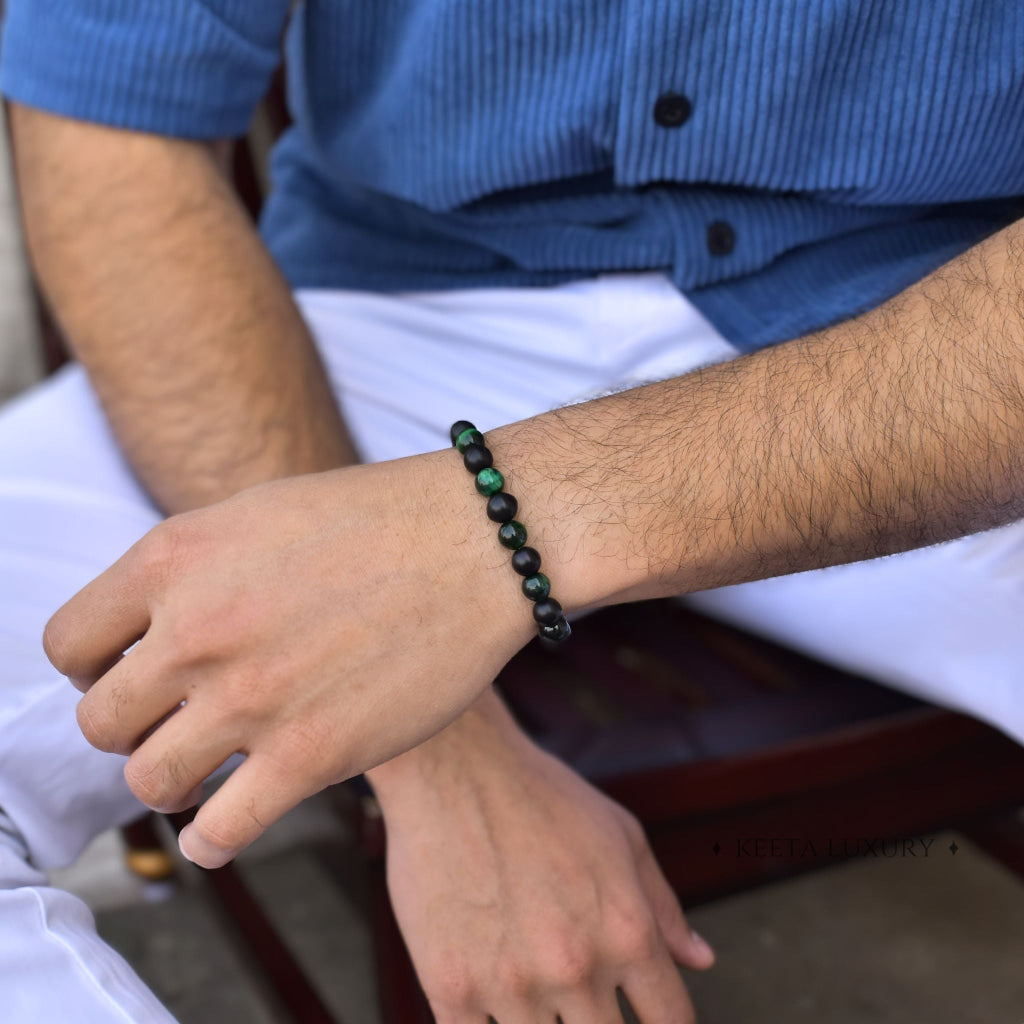 Blue Horizon - Tiger's Eye & Onyx Bead Bracelet -av