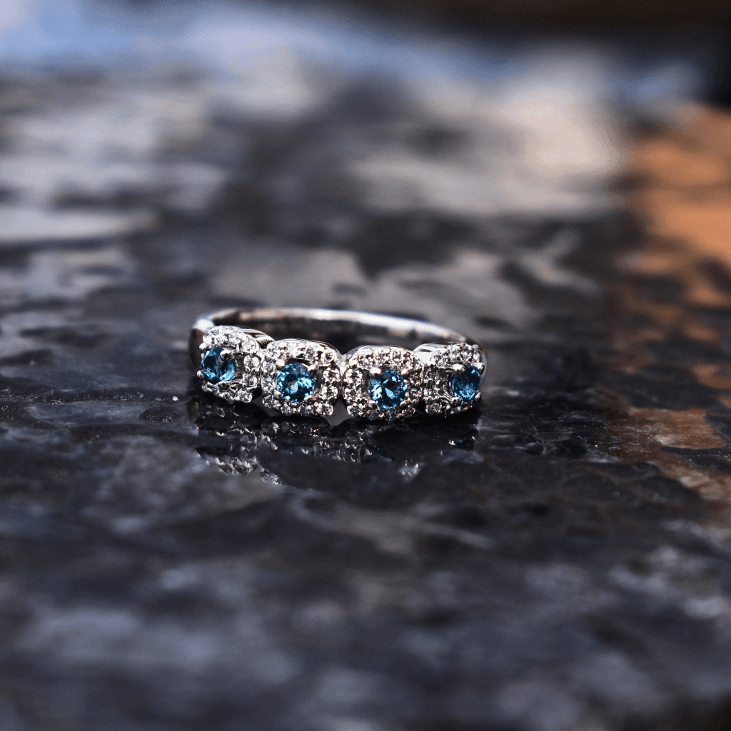 Blue Topaz Bridal Ring