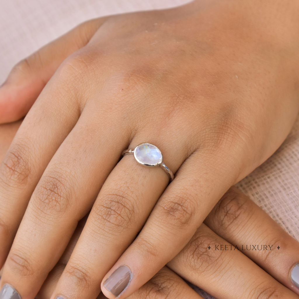 Silver Moonstone Ring