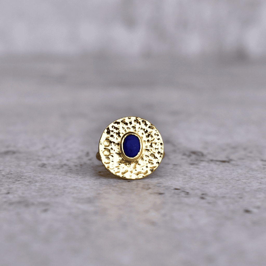 Captivating Hammered - Lapis Lazuli Ring -