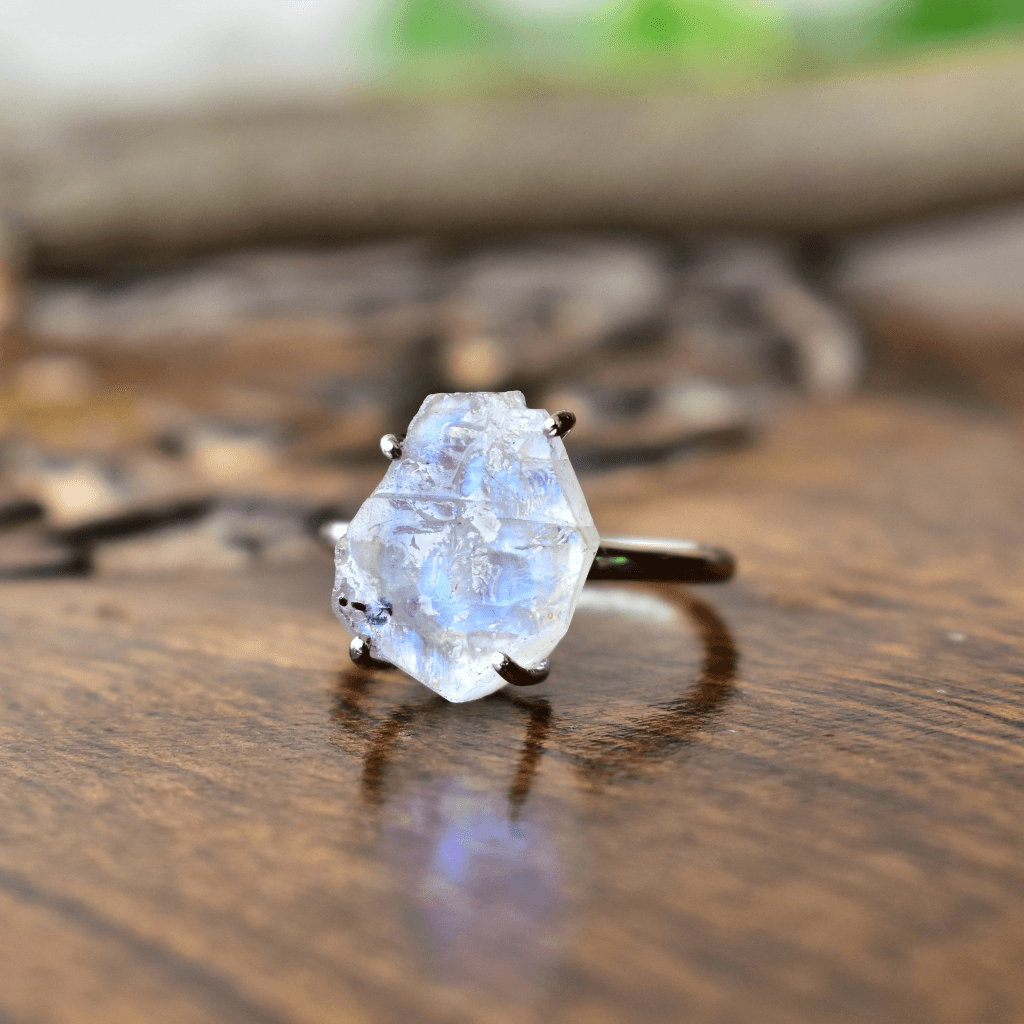 Celestial Serenity - Raw Moonstone Ring -