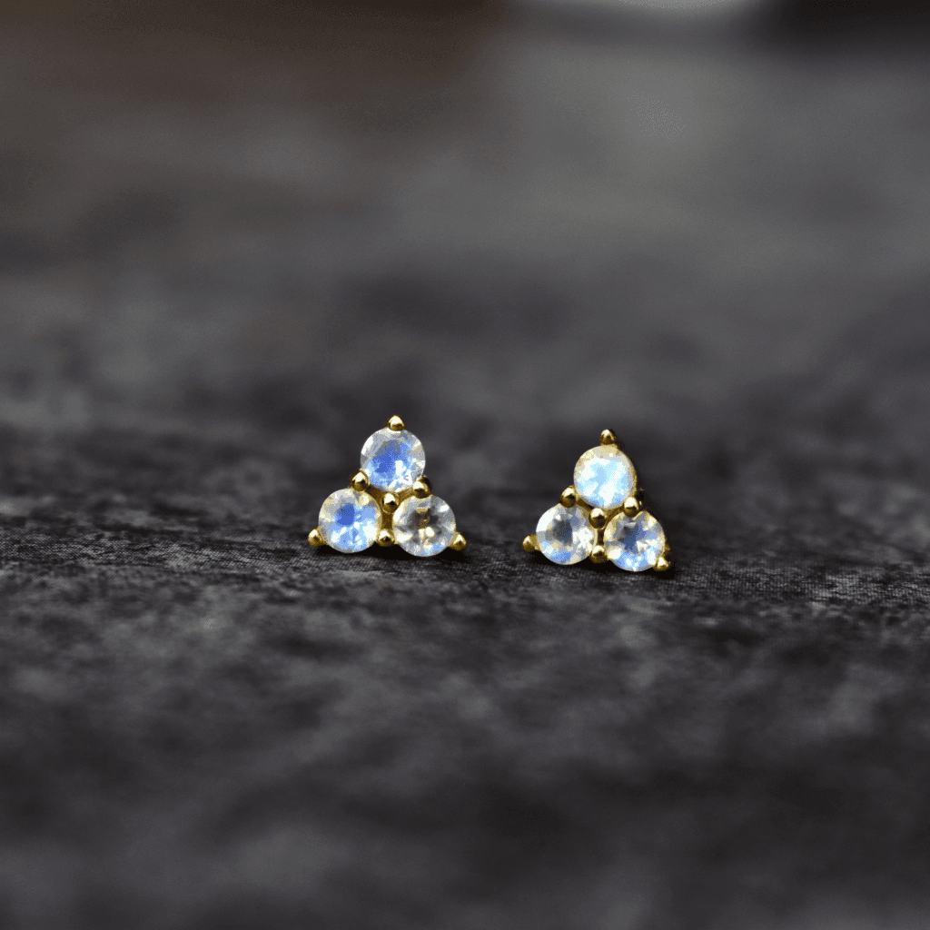 Celestial Triangle - Moonstone Studs -