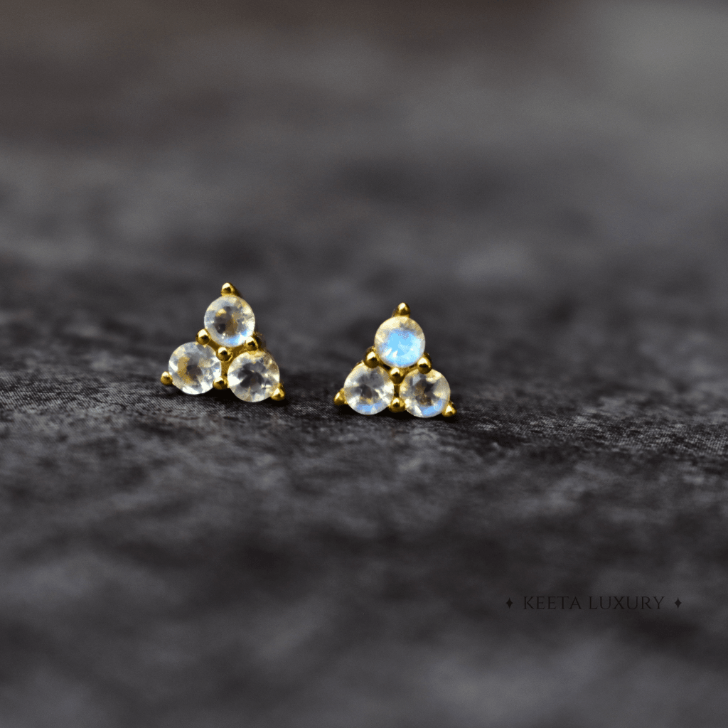 Celestial Triangle - Moonstone Studs -