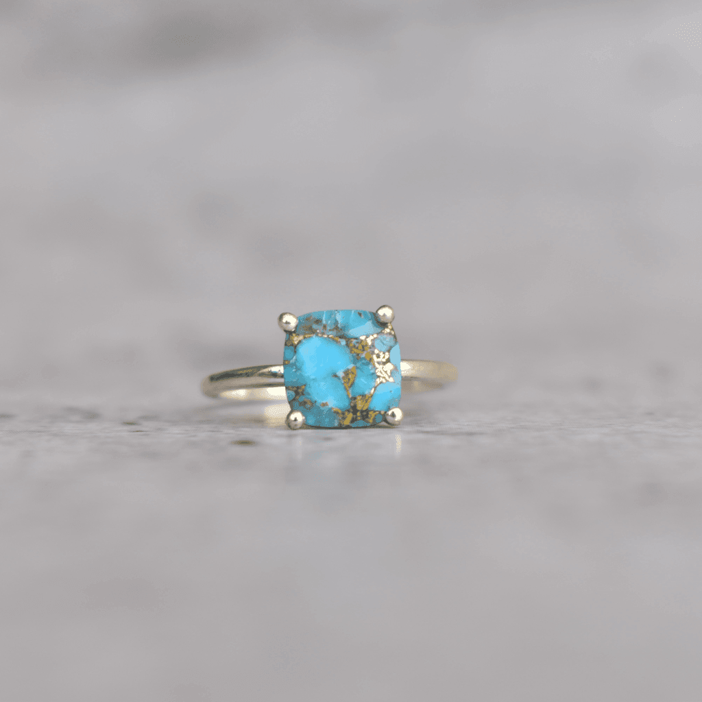 Cushion Beauty - Copper Turquoise Ring -