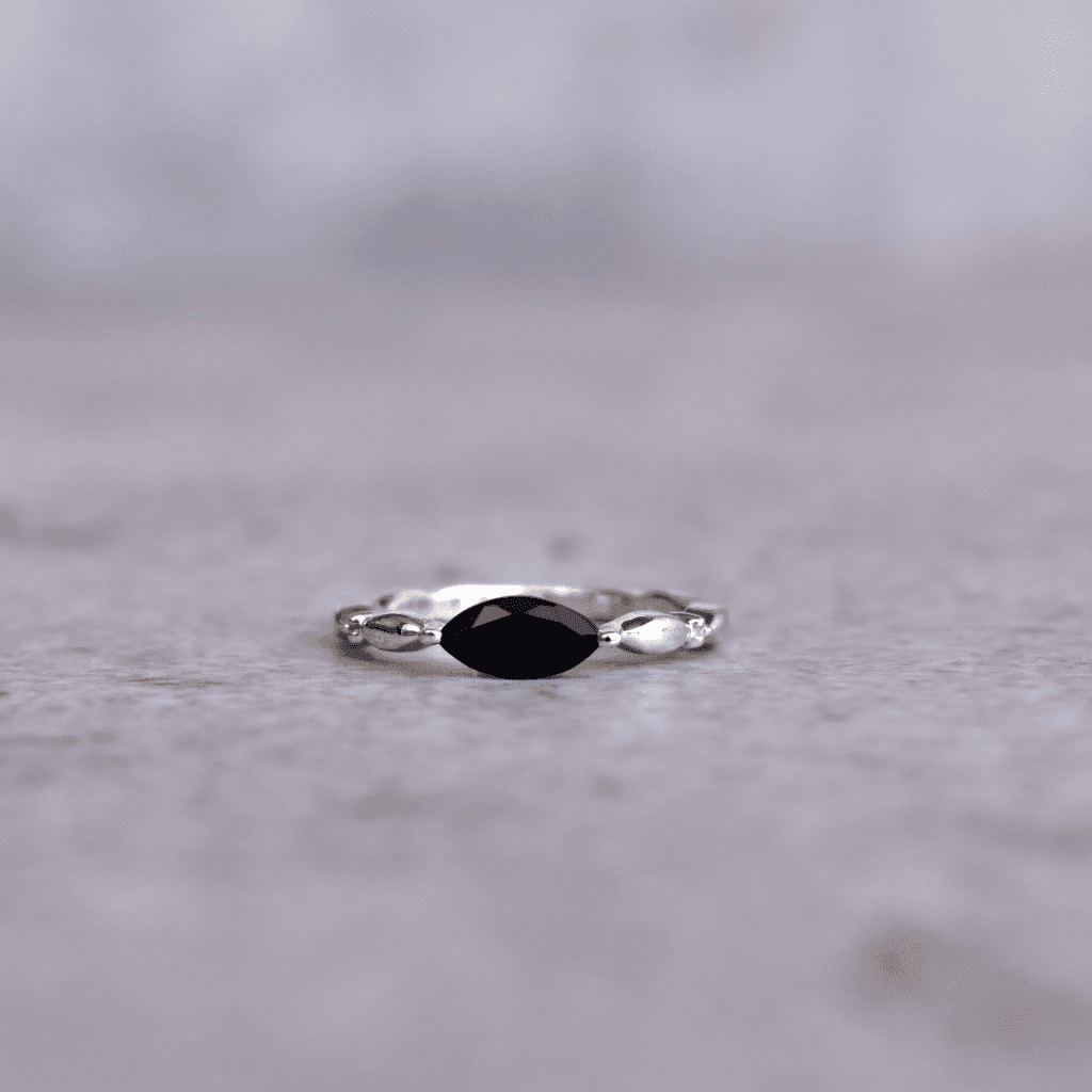 Dainty Whispers - Black Onyx Ring -