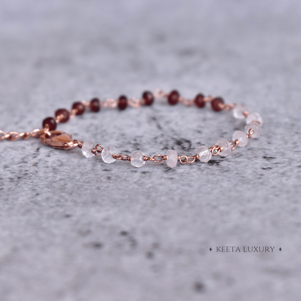 Divine Emotions - Rose Quartz & Garnet Bracelets -