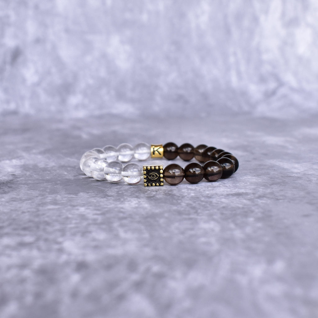 Eye Gaze - Smoky Quartz & Clear Quartz Bracelet -