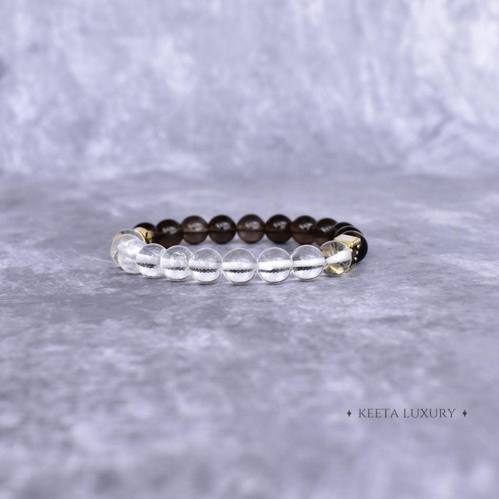 Eye Gaze - Smoky Quartz & Clear Quartz Bracelet -